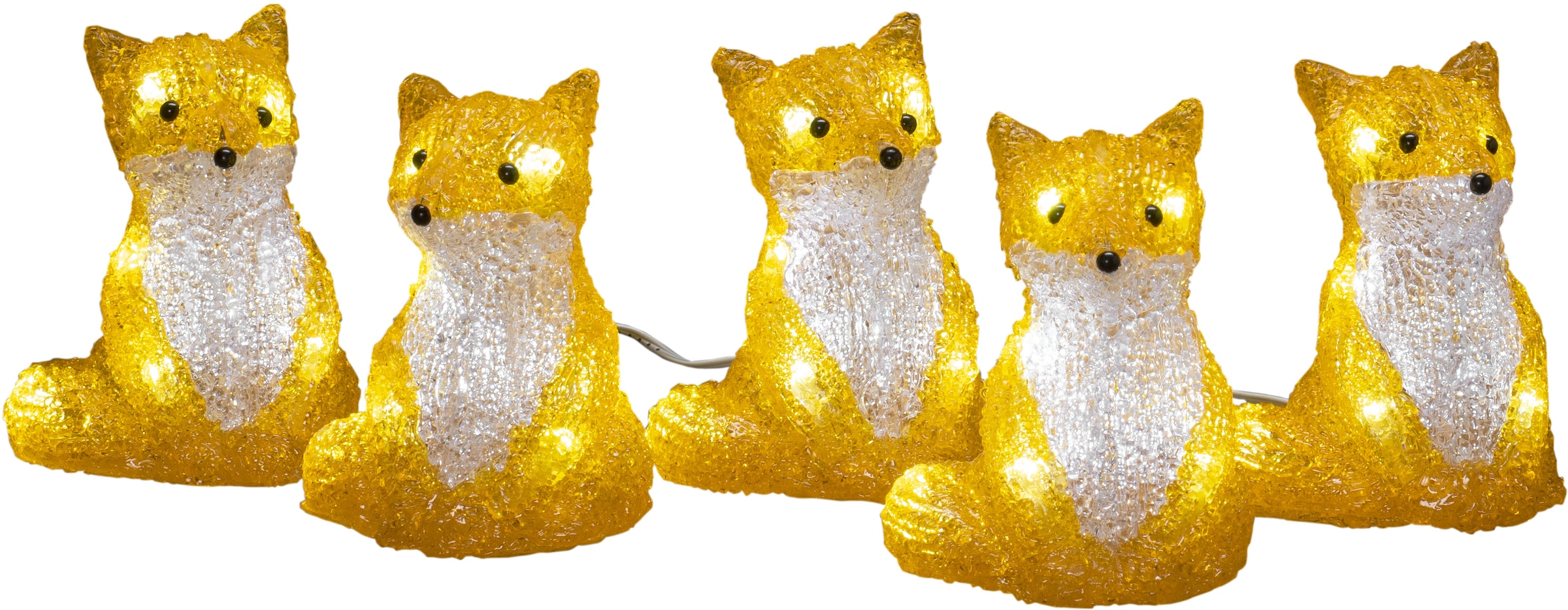 KONSTSMIDE LED-Lichterkette »Weihnachtsdeko aussen«, 40 St.-flammig, LED Acryl Füchse sitzend, 5-er Set, 40 kalt weiße Dioden
