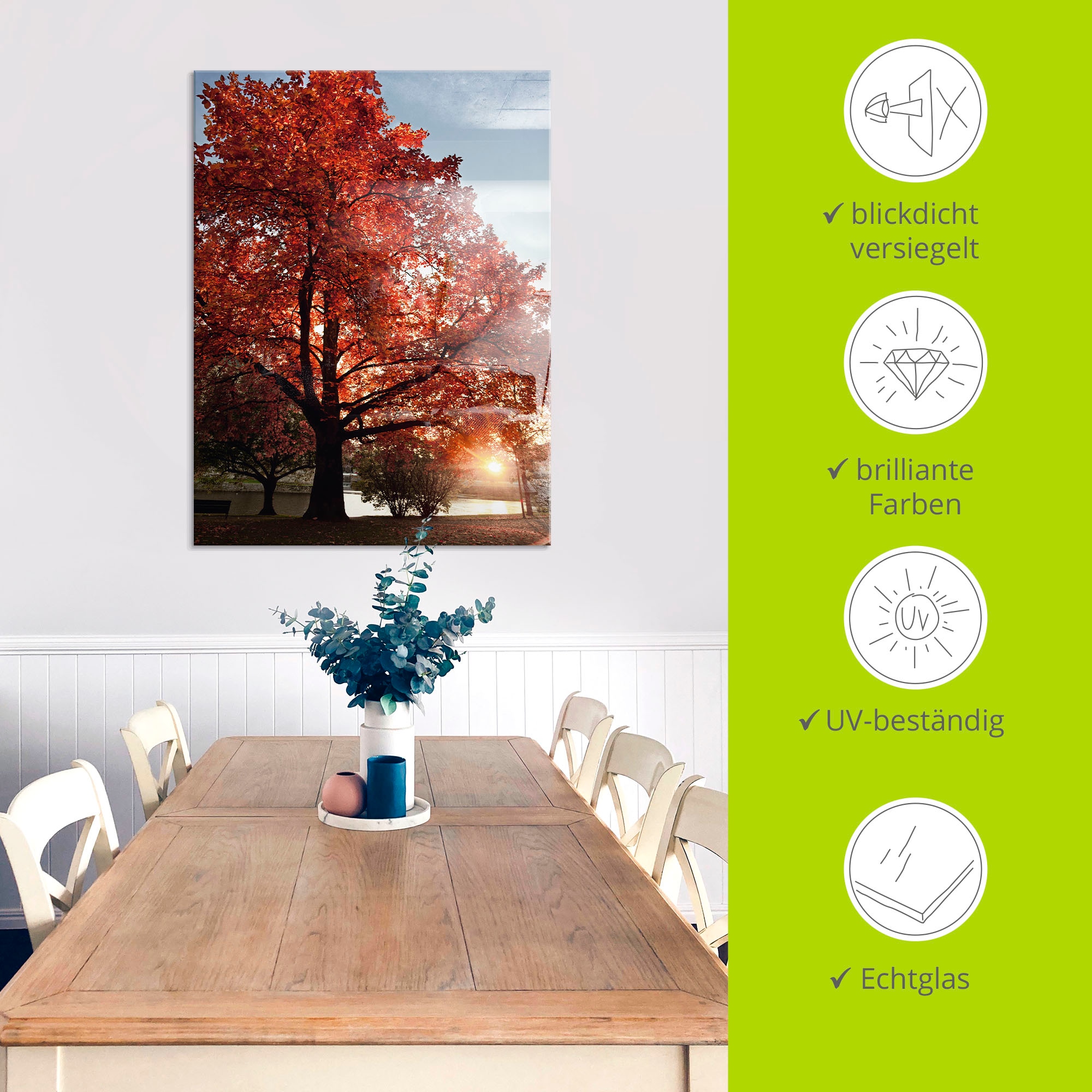 Artland Glasbild »Herbstbaum« Bäume 1 Stk. tlg. in verschiedenen Größen