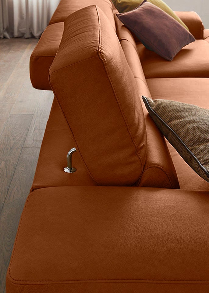 W.SCHILLIG Ecksofa »piedroo, Designsofa mit tollem Sitzkomfort, bequem und elegant, L-Form«, Kopfteilverstellung, wahlweise mit Sitztiefenverstellung, Breite 343cm