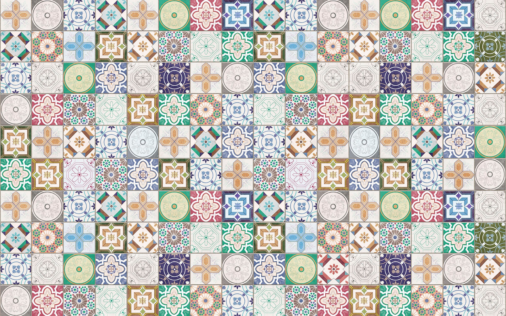 Komar Vliestapete »Digitaldruck Vlies - Marrakech Mosaik - Größe 400 x 250 cm«, bedruckt, Wohnzimmer, Schlafzimmer