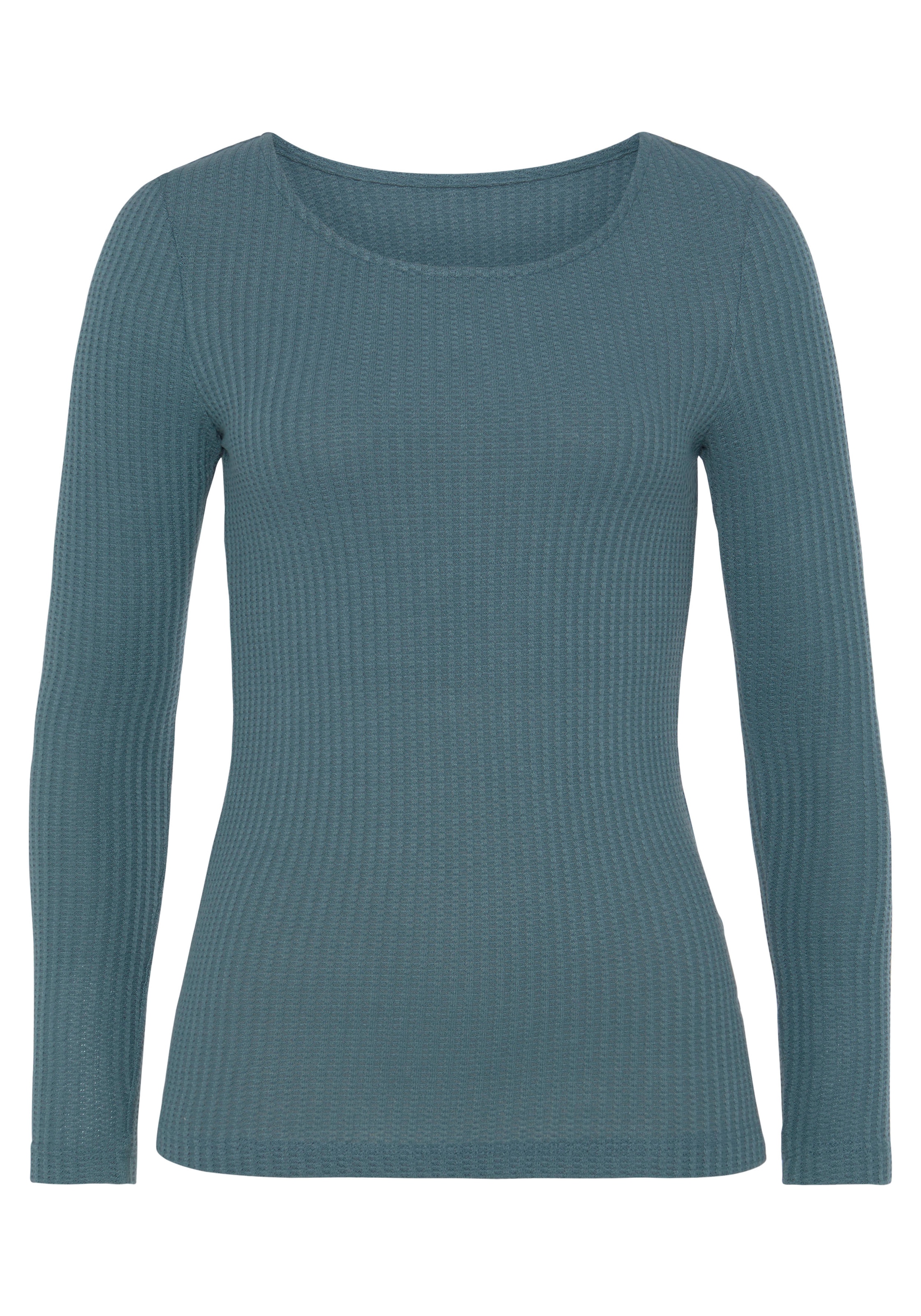LASCANA Langarmshirt »in modischer Piqué-Optik«, aus pflegeleichter Qualität mit Viskose