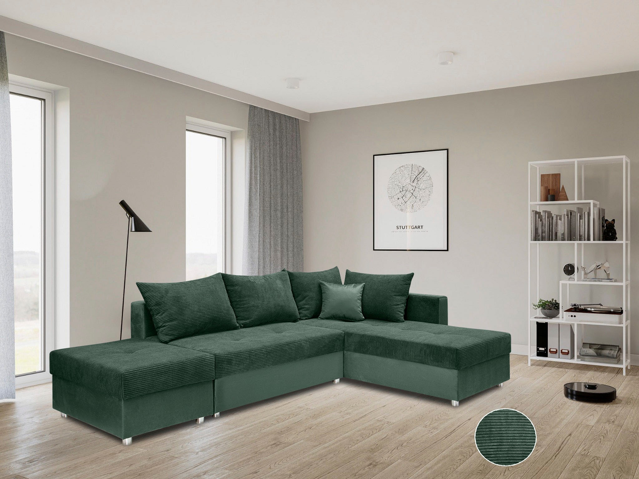 COLLECTION AB Ecksofa »Italia L-Form«, mit Bettfunktion und Bettkasten, in Cord-Samt Mix