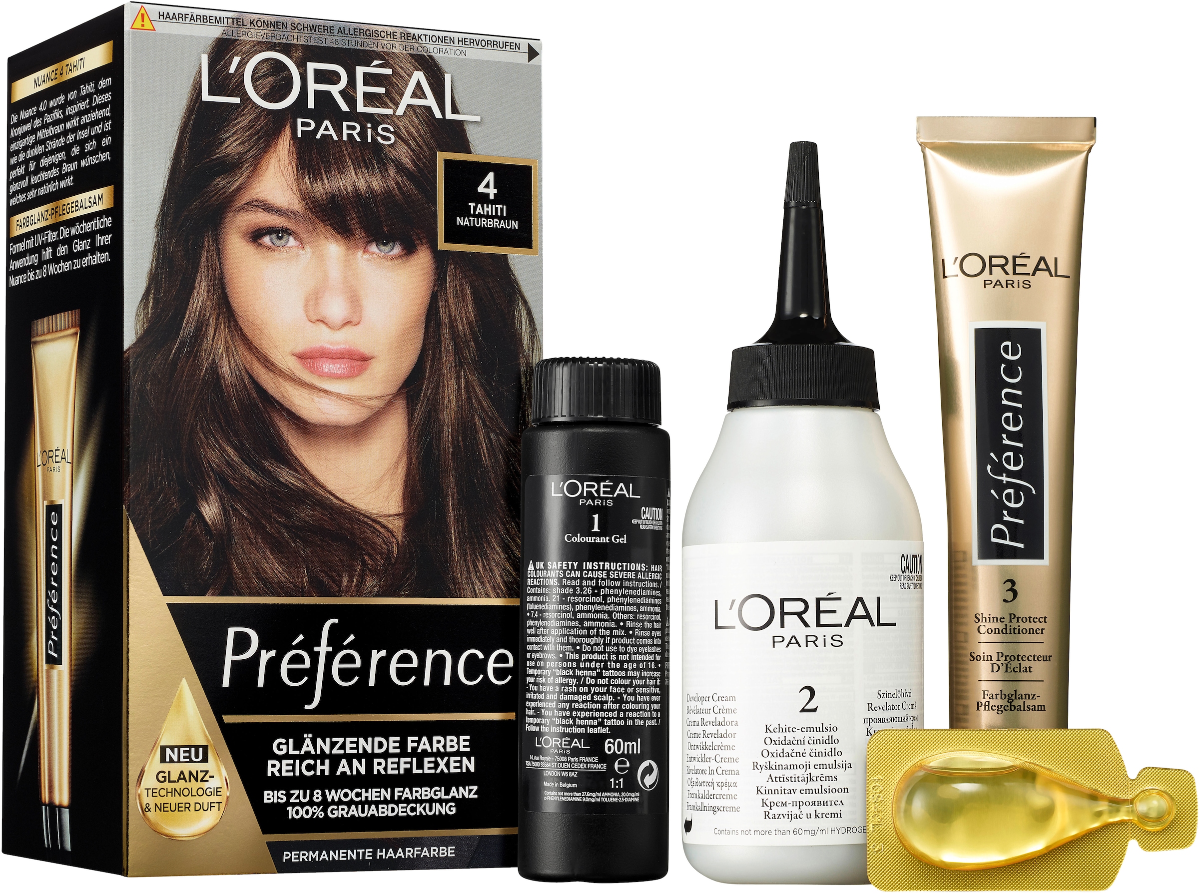 L'ORÉAL PARIS Coloration »Permanente Haarfarbe, Naturbraun«, (3 tlg.), mit pflegender Formel