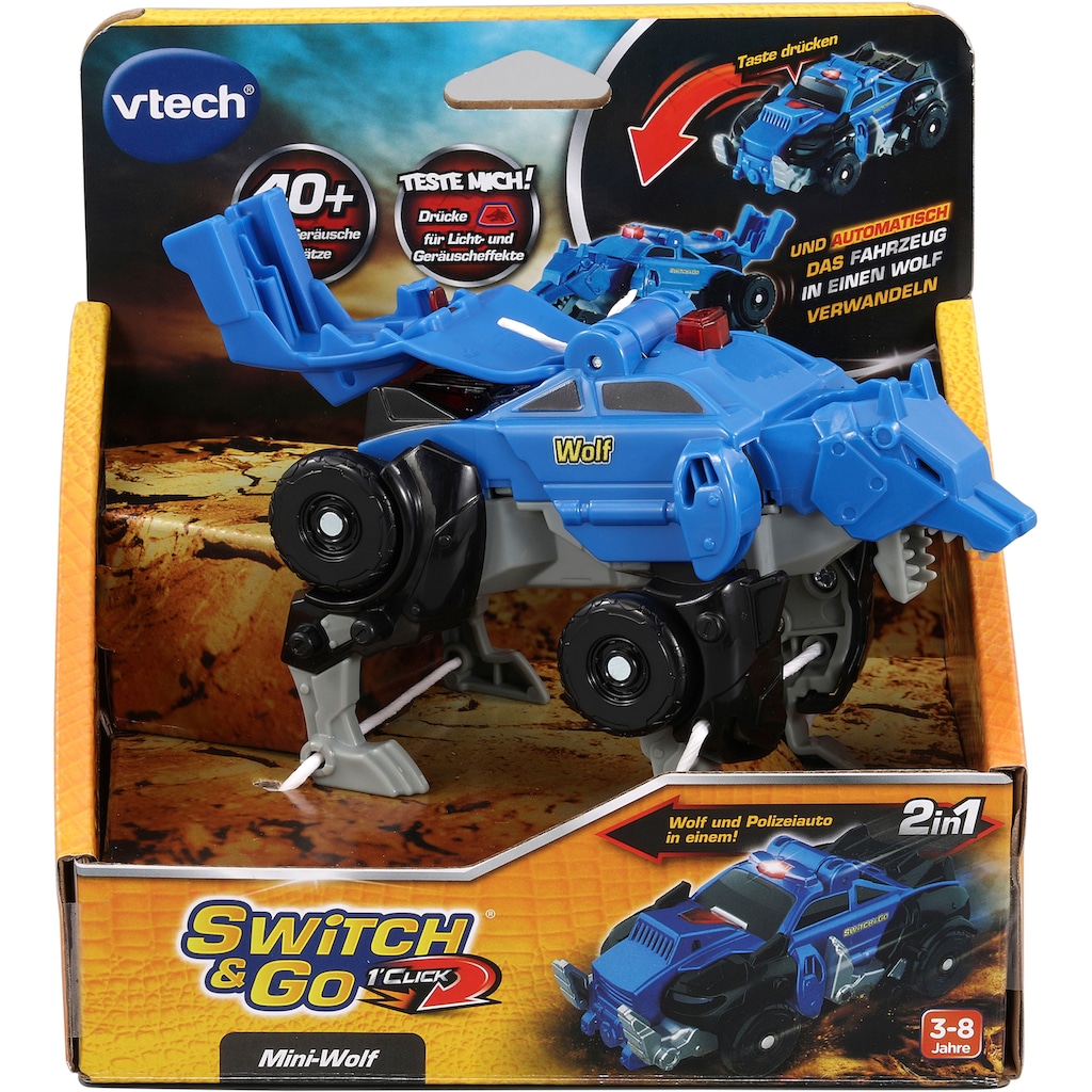 Vtech® Spielfigur »Switch & Go Dinos, OneClick-Mini-Wolf«, mit Licht und Sound