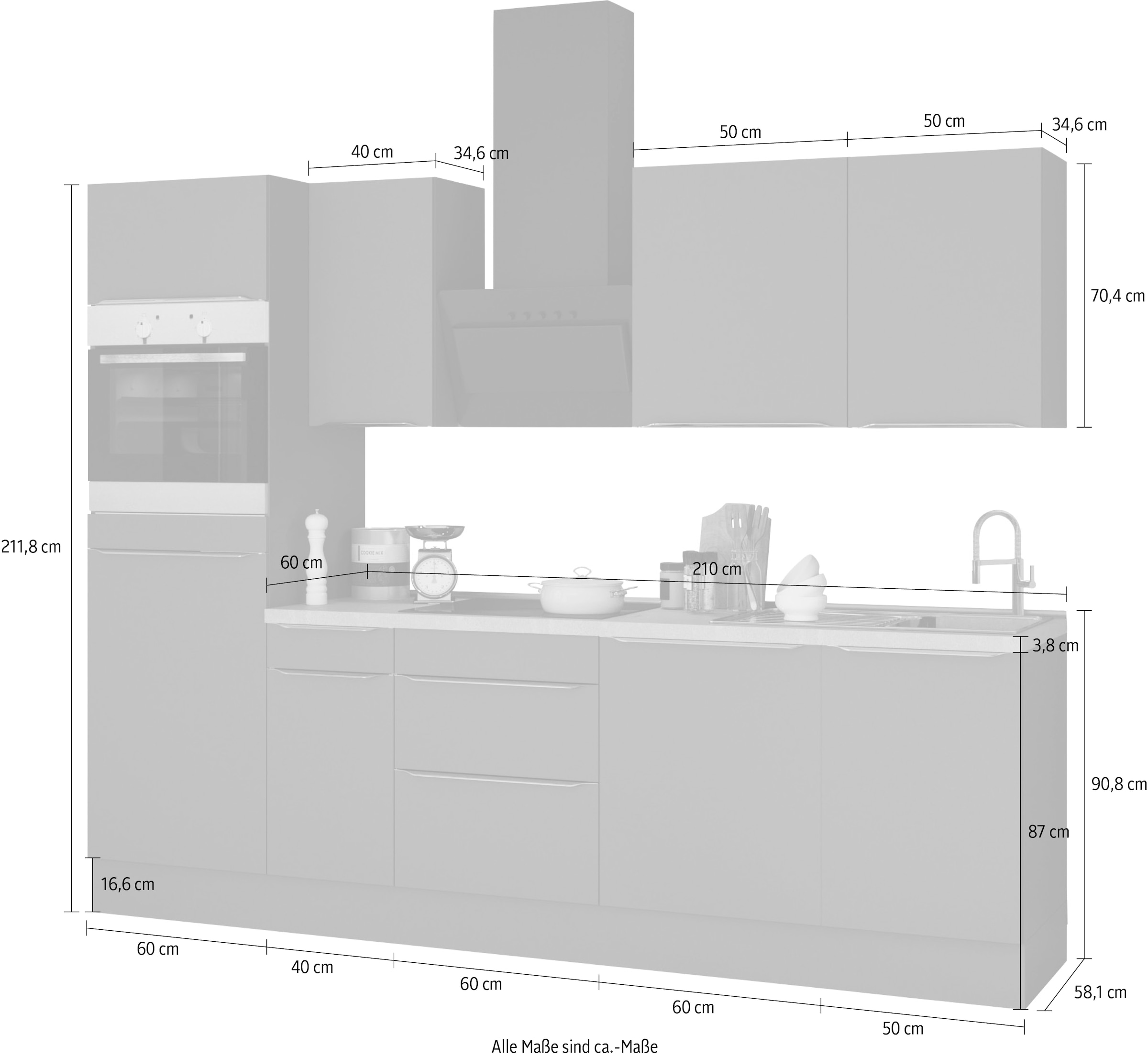OPTIFIT Küchenzeile »Aken«, ohne E-Geräte, online 270 cm Breite bestellen