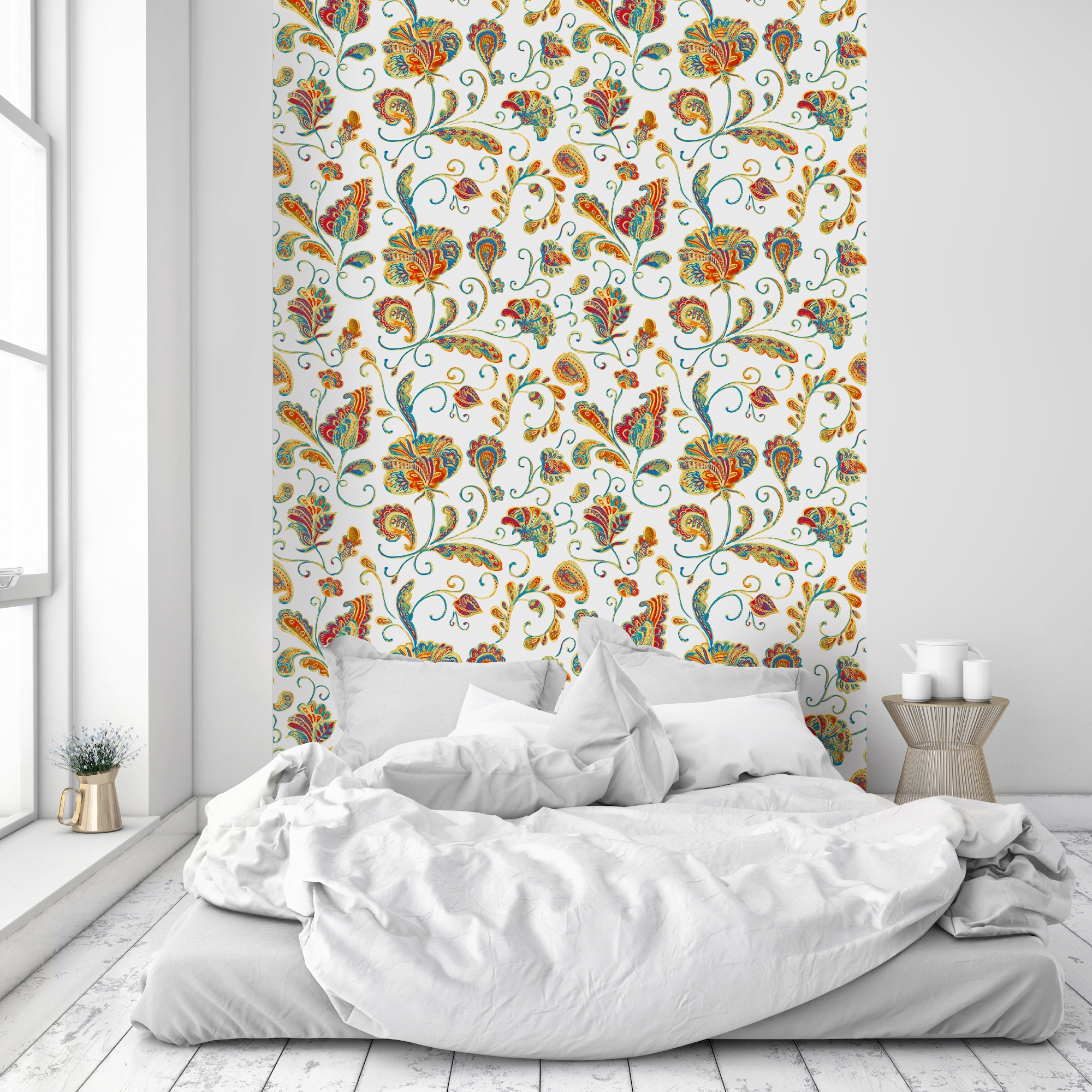 queence Vinyltapete »Luisa«, bedruckt-Motiv-botanisch-floral-gemustert-natürlich, 90x250cm, selbstklebend, kinderleichte Anbringung, Sticker