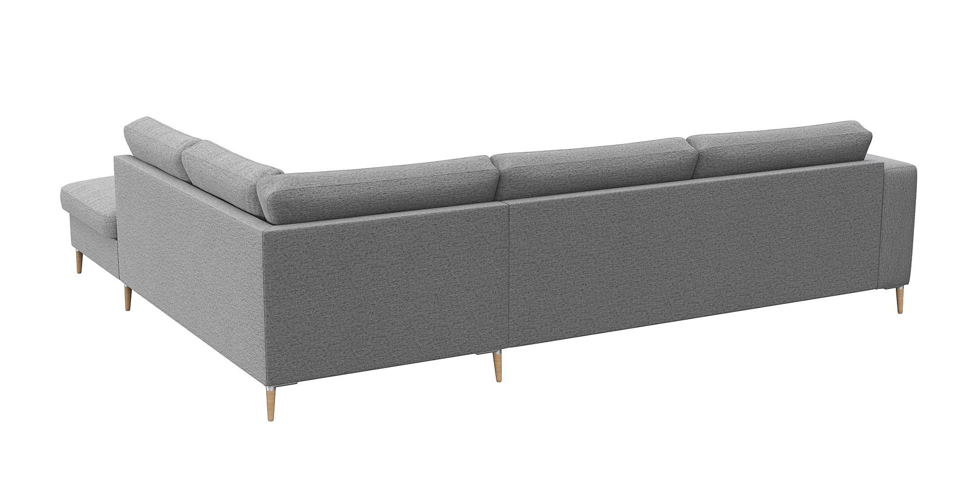 FLEXLUX Ecksofa »Fiore, Sitzaufbau mit hochwertigem Kaltschaum für mehr Sitzkomfort« breite Armlehnen,  L-Form, Füße Alu/Eiche