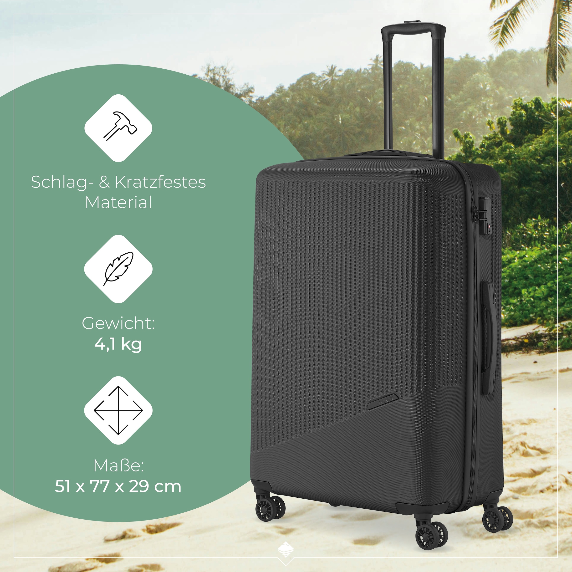 travelite Hartschalen-Trolley »BALI, in verschiedenen Größen und Farben«, 4 Rollen, Hartschallenkoffer Reisegepäck Reisekoffer TSA Schloss