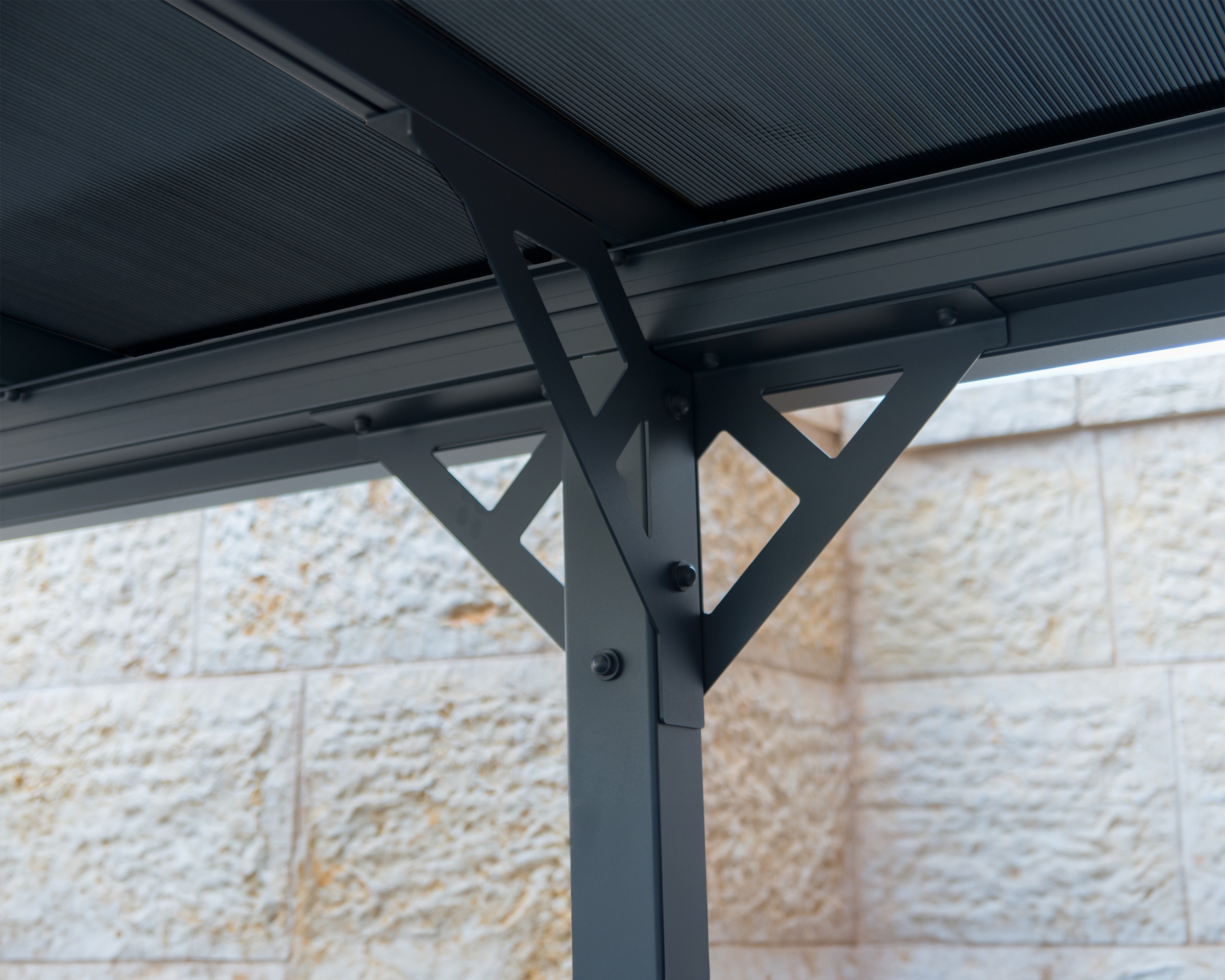 Palram - Canopia Einzelcarport »Palma 5000«, Aluminium, 263 cm, Grau, inkl. Regenrinnen und Bodenverankerungen