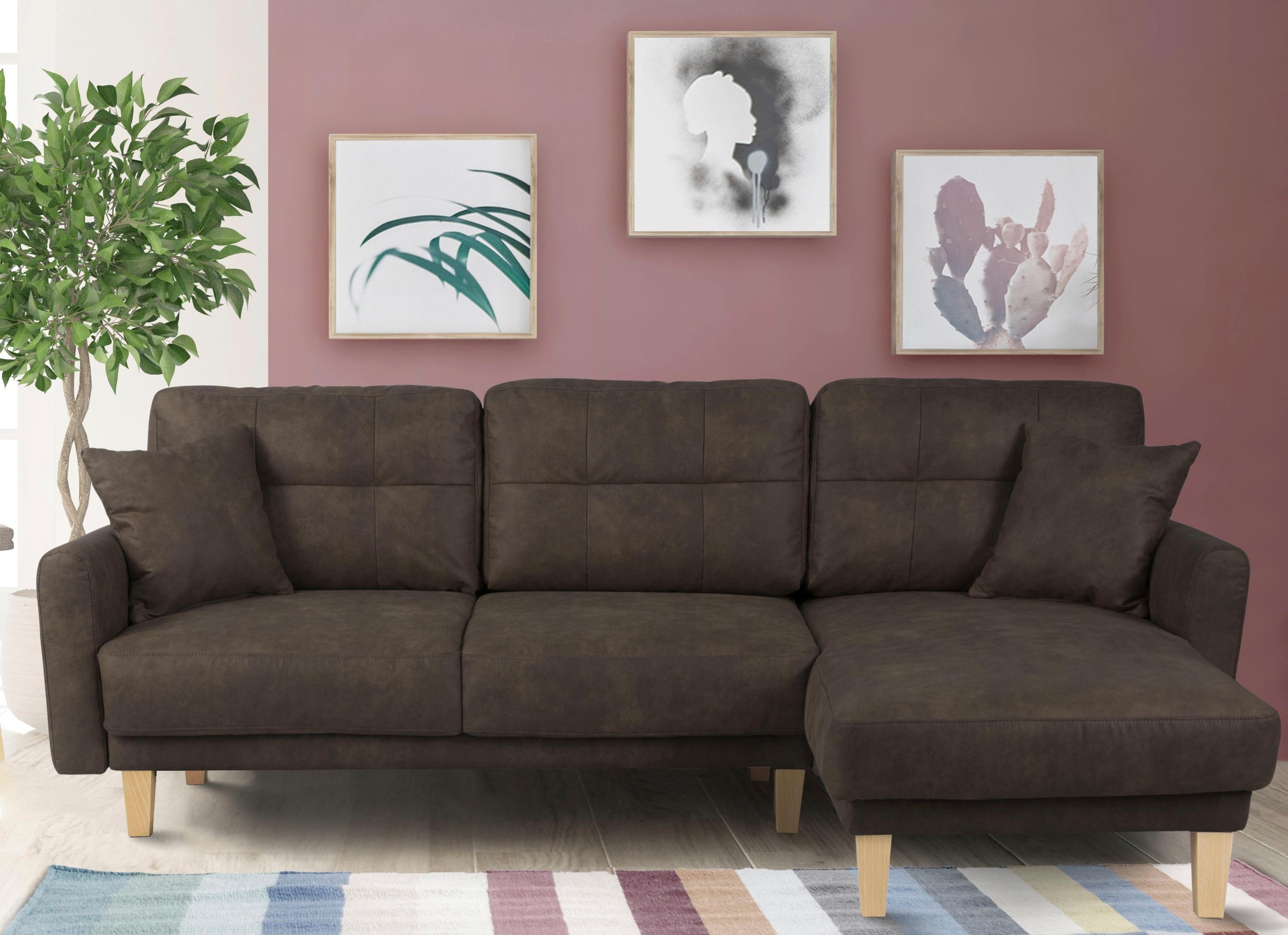 Home affaire Ecksofa »TRIPLO optionale Schlafsofa mit Bettkasten, Maße B/T/H: 234/164/89 cm«, L-Form wahlweise mit Bettfunktion - Liegefläche 132x210 cm