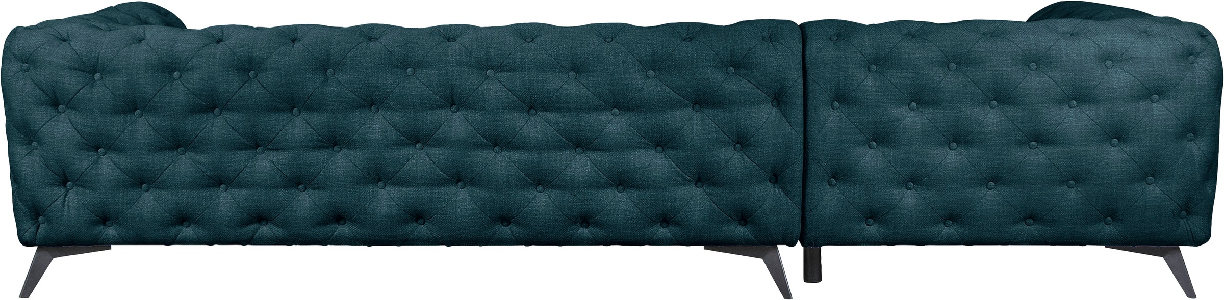 Leonique Chesterfield-Sofa »Ecksofa GLYNIS L-Form mit Wellenunterfederung, Maße B/T/H 323/264/75cm«, aufwändige Knopfheftung, moderne Chesterfield Optik, Fußfarbe wählbar