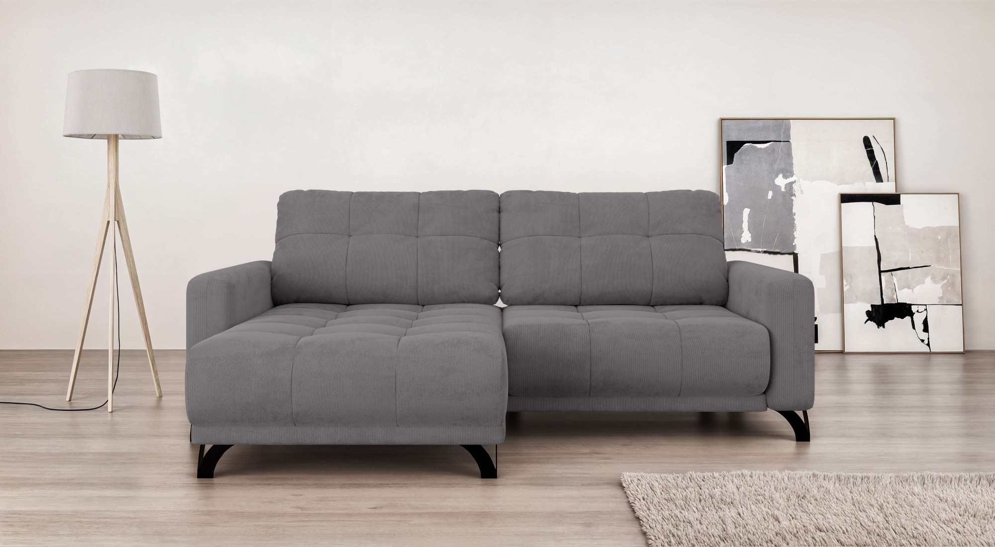 INOSIGN Ecksofa »FAIRVIEW mit verstellbaren Rückenlehne, Maße B/T/H: 234/174/93 cm«, L-Form mit Wellenunterfederung, Recamiere beidseitig montierbar