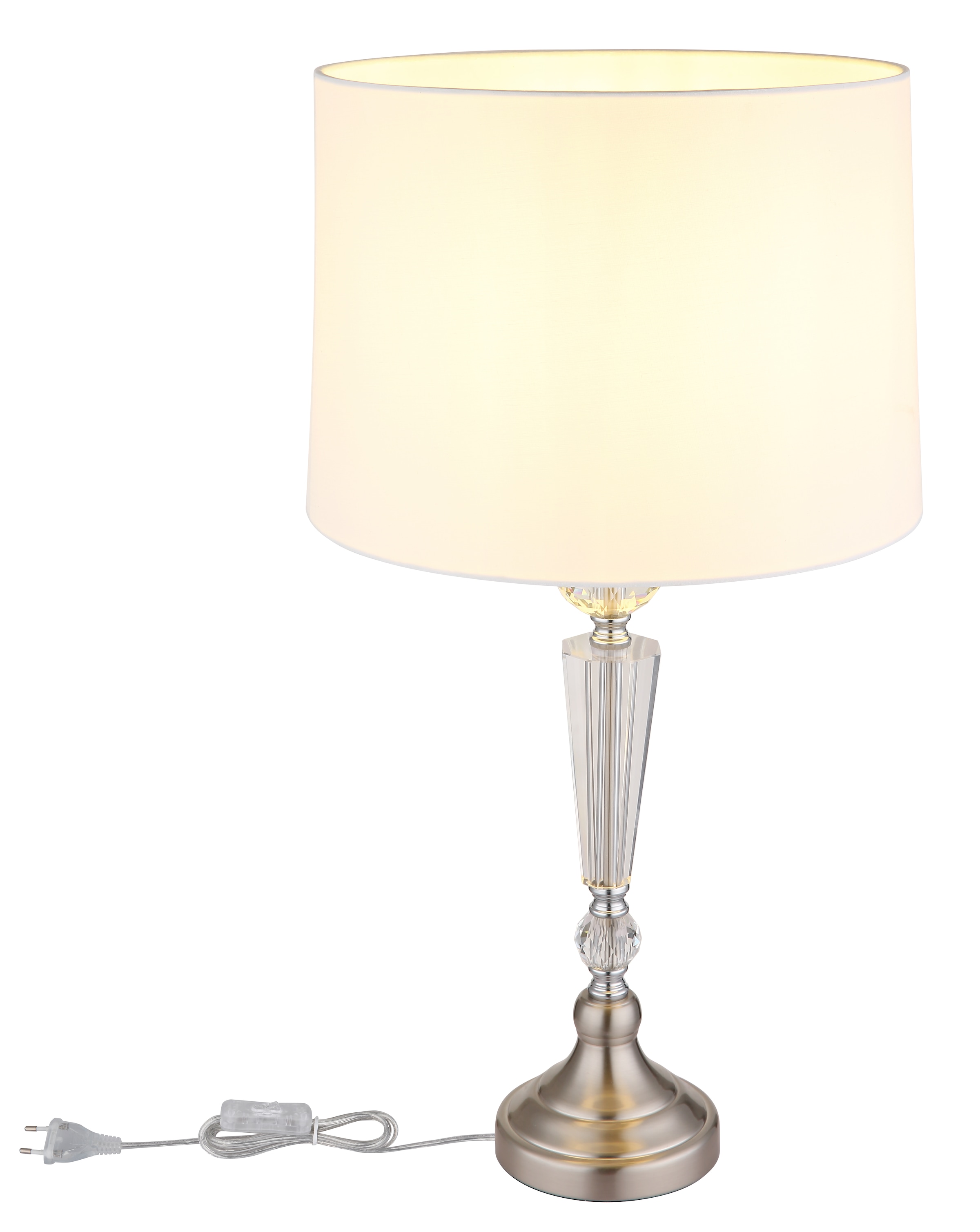 GLOBO LIGHTING Tischleuchte »ARRO«, Leuchtmittel E27 | ohne Leuchtmittel, Tischlampe/Schlafzimmer/Wohnzimmer/Textil weiß