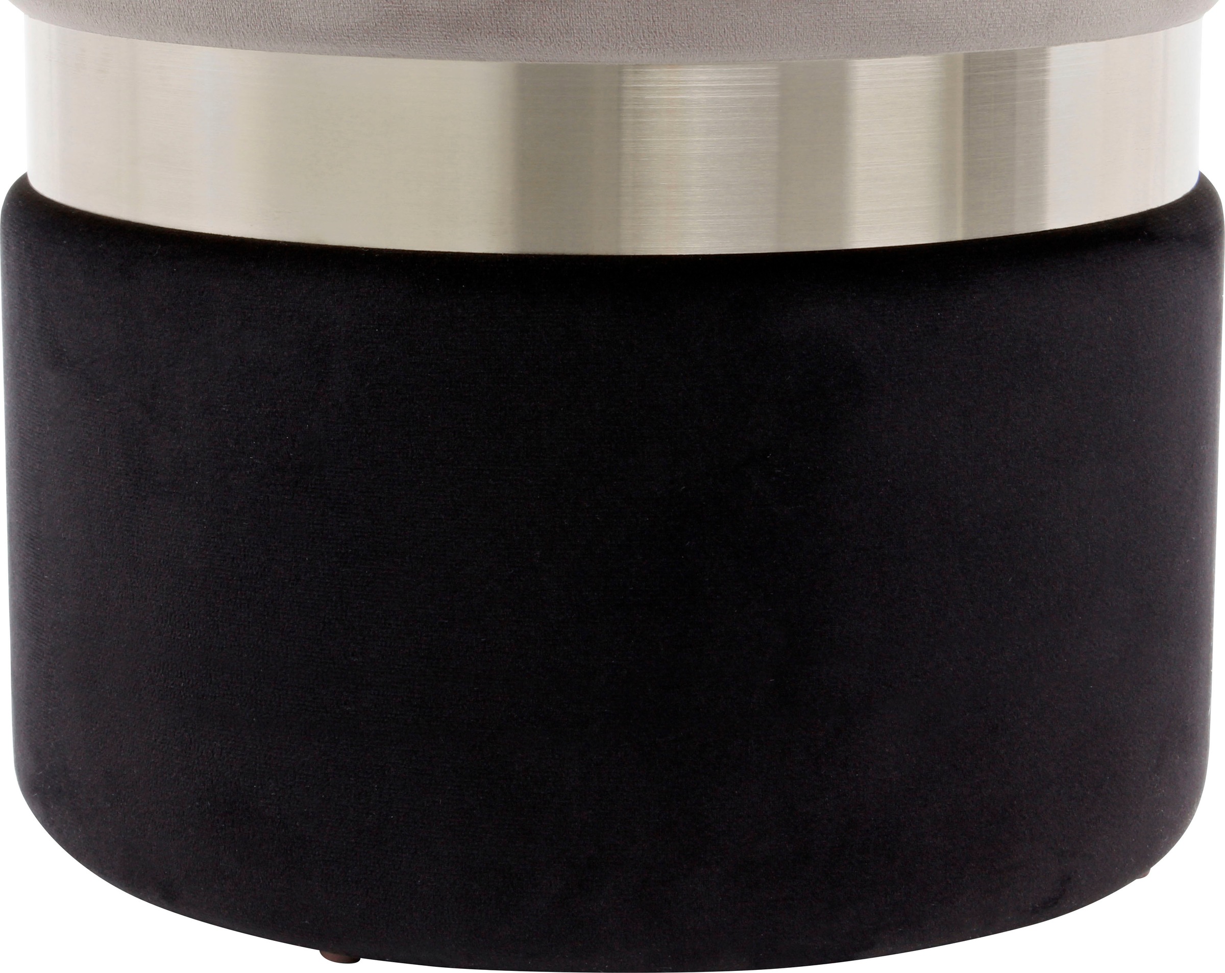 Kayoom Stauraumhocker »Hocker Zora 125 2er-Set, samtweicher Stoffbezug,runde elegante Form«, (Set, 2 St.), edles Design mit Metallring, gepolstert, mit Stauraum
