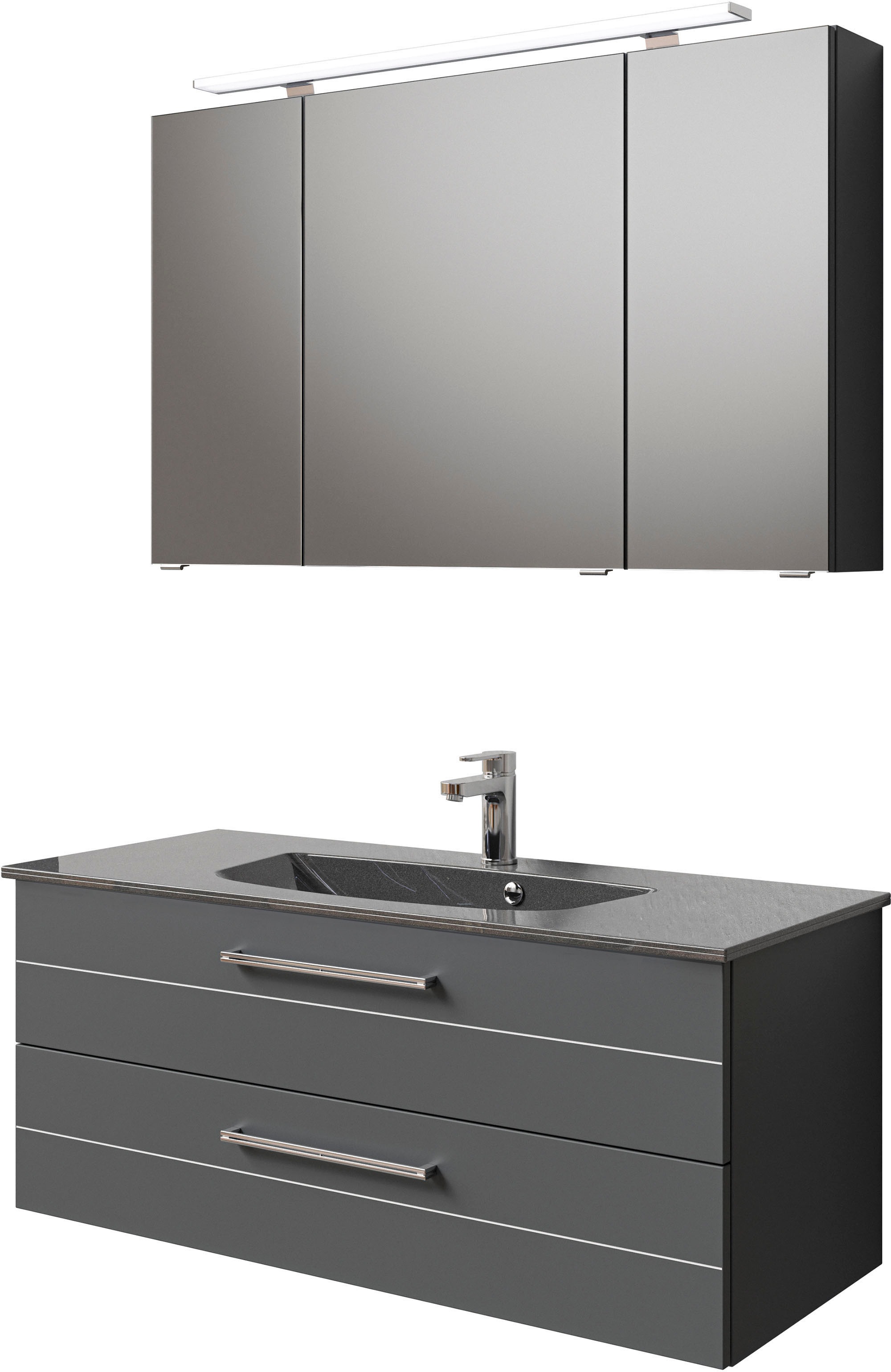 Saphir Badmöbel-Set »Serie 6025 2-teilig Mineralmarmor-Waschtisch mit LED-S günstig online kaufen
