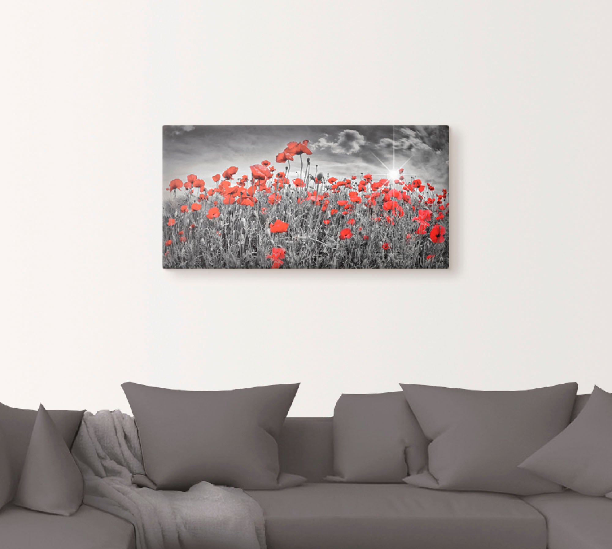 Artland Wandbild "Idyllisches Mohnblumenfeld mit Sonne", Blumen, (1 St.), a günstig online kaufen