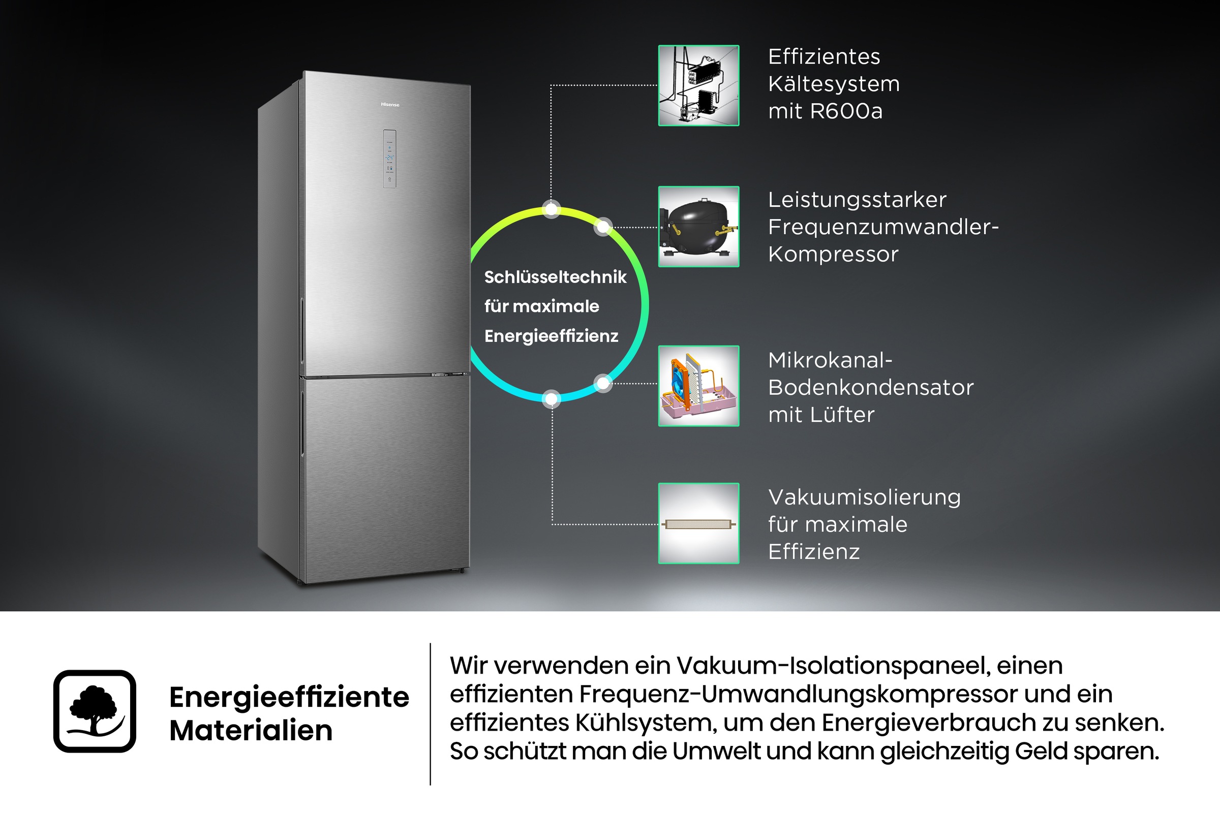 Hisense Kühl-/Gefrierkombination »RB645N4BIB« 201,3 cm hoch 70,4 cm breit 70cm breit
