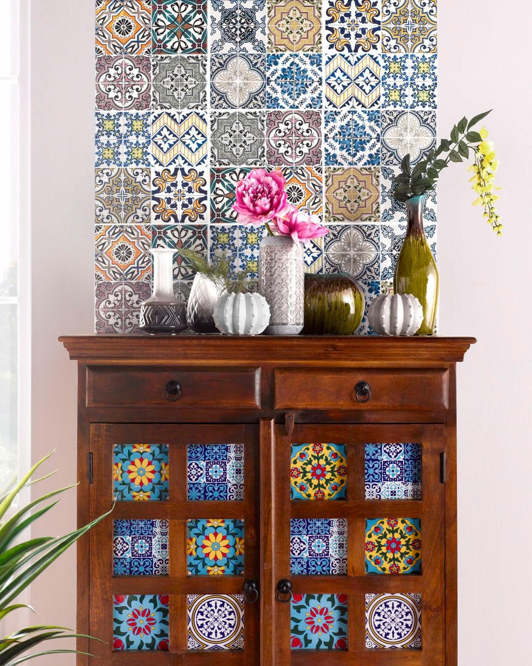 Home affaire Fliesenaufkleber »Ornamente«, (12 St.), Stickerfliesen, selbstklebend, Sticker, 12er Set