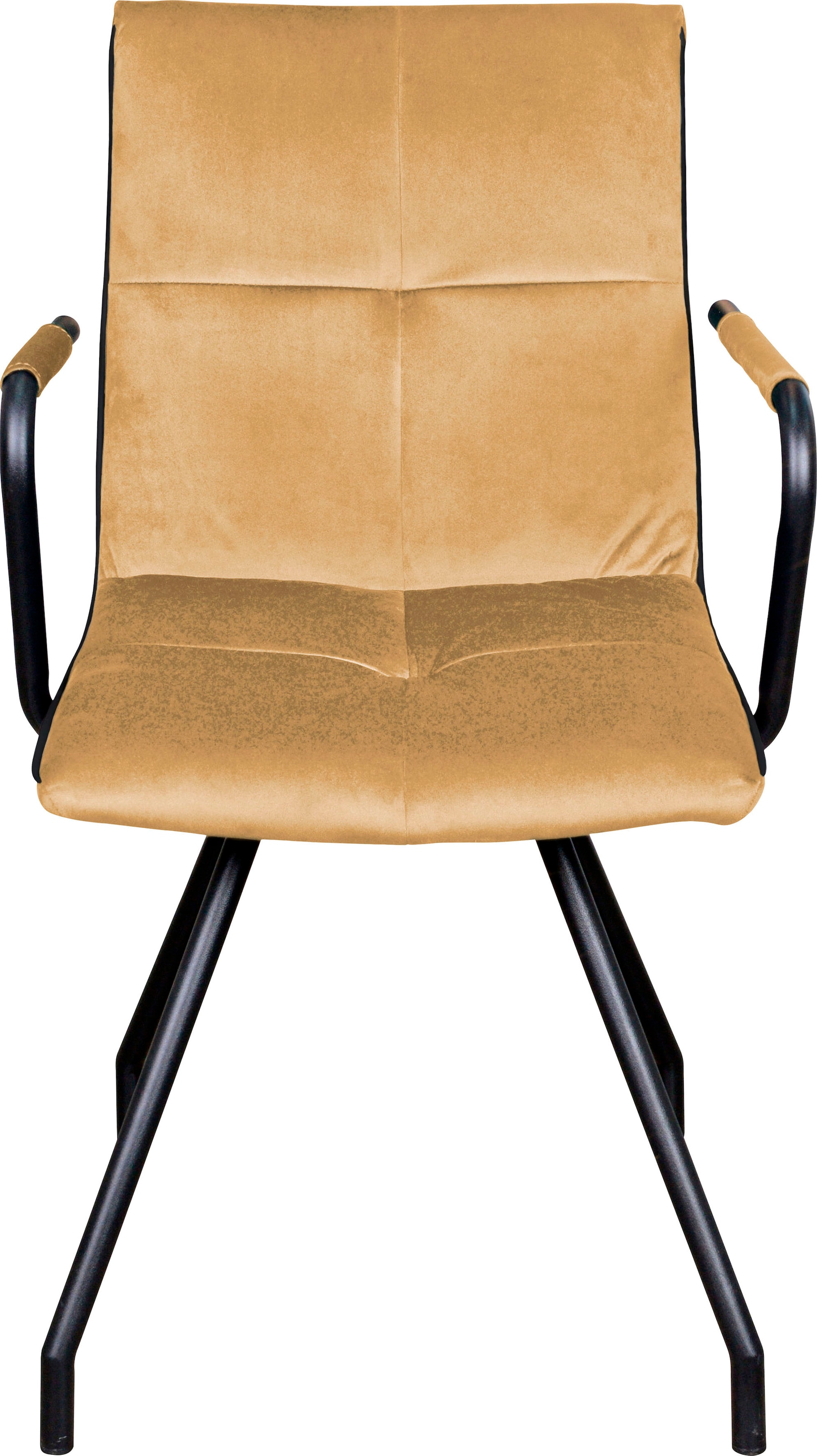Kayoom Polsterstuhl »Stuhl Eaden 225 2er-Set, samtiger Stoffbezug, Paspel aus Kunstleder«, (Set), 2 St., stilvoll, pflegeleicht, zeitgemäße Farbgebung, samtiger Stoffbezug