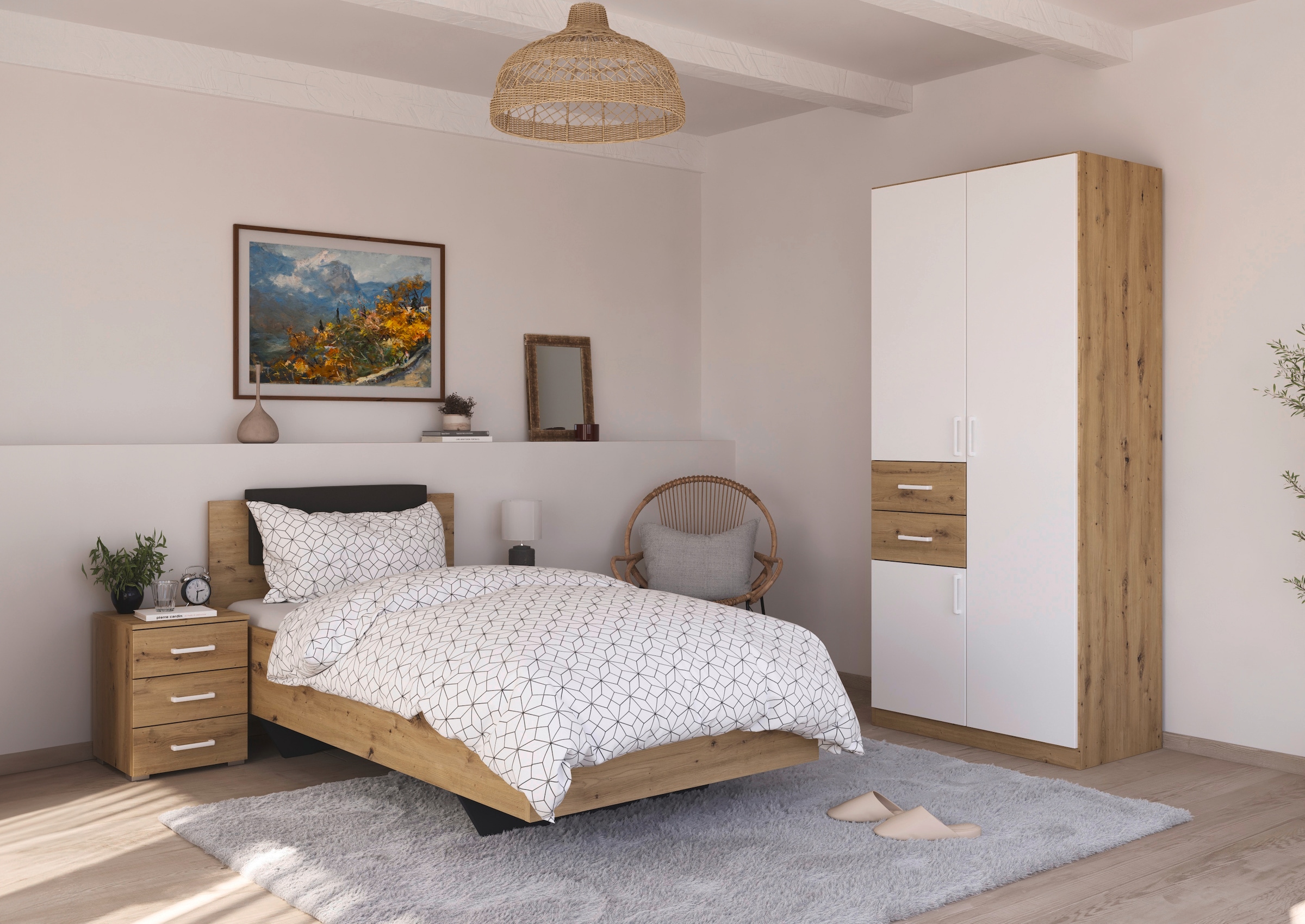 rauch Drehtürenschrank »Kleiderschrank Schrank Garderobe MAIKA mit Dekor-Front«, 2 Schubladen, in verschiedenen Breiten, Höhen, Farben, MADE IN GERMANY