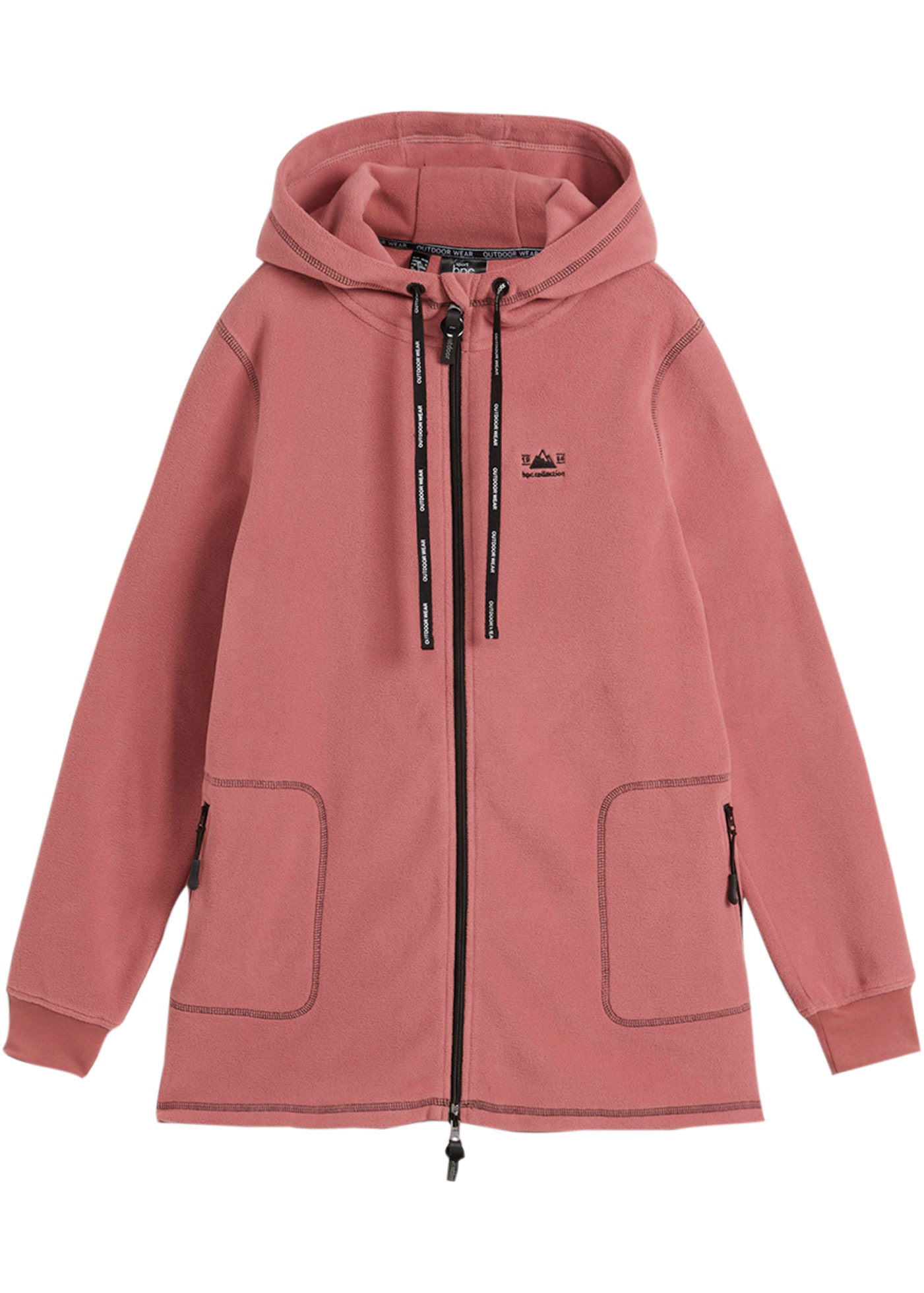 bonprix Fleecejacke mit Kapuze A-Linien-Schnitt, Langarm-Design, aus 100% Polyester, Regular Fit