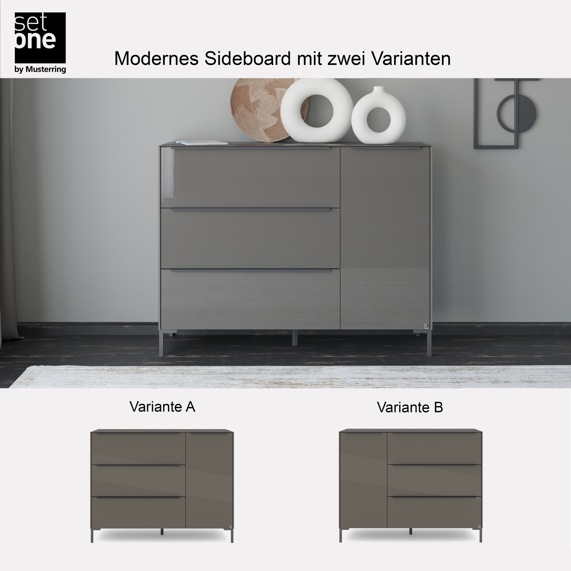 set one by Musterring Sideboard »Reno« 1 Stk. tlg. Mit Winkelfuß in diversen Farben, 108 cm Höhe & Farbauswahl