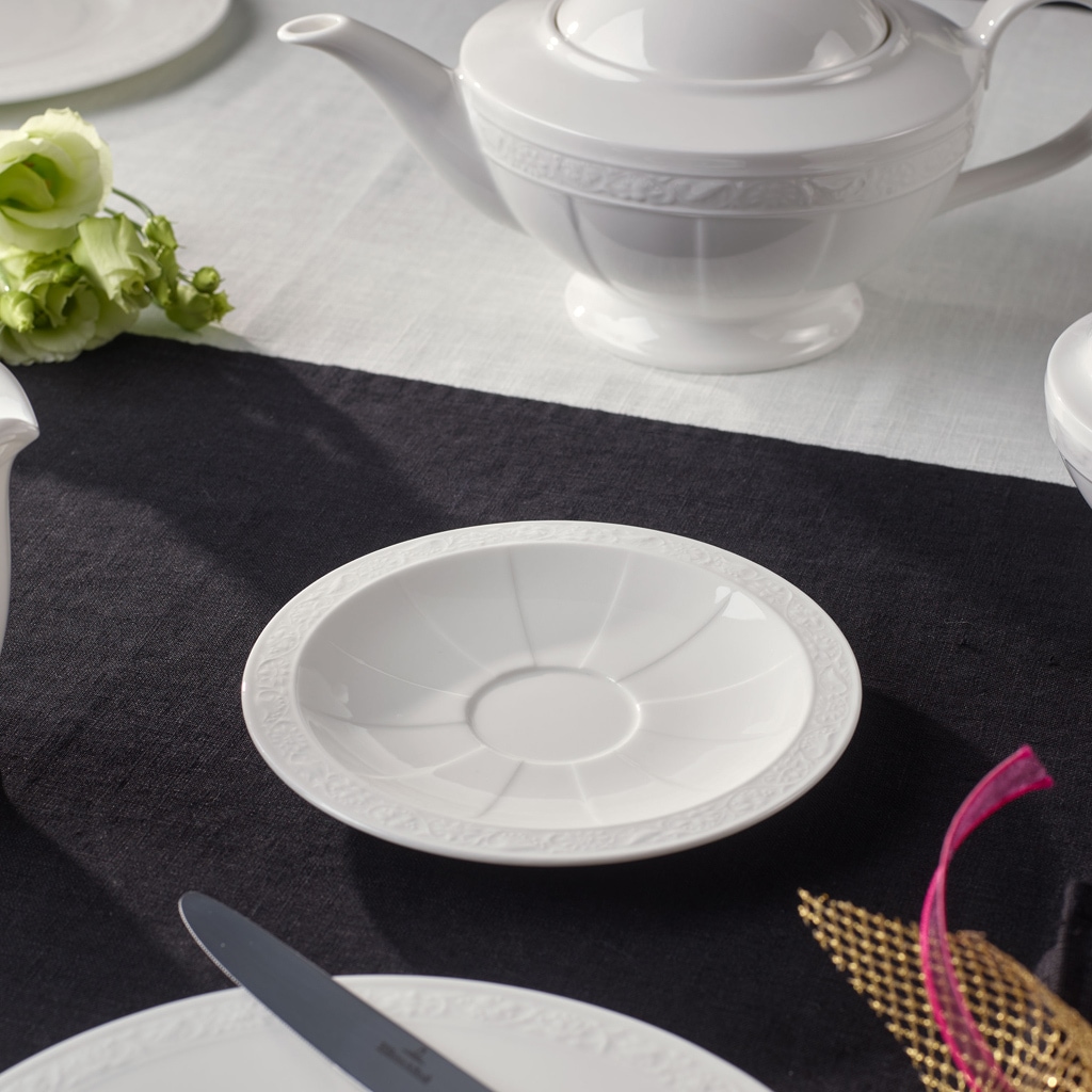 Villeroy & Boch Tasse »Kaffeetasse mit Untertasse White Pearl 120 ml weiß«