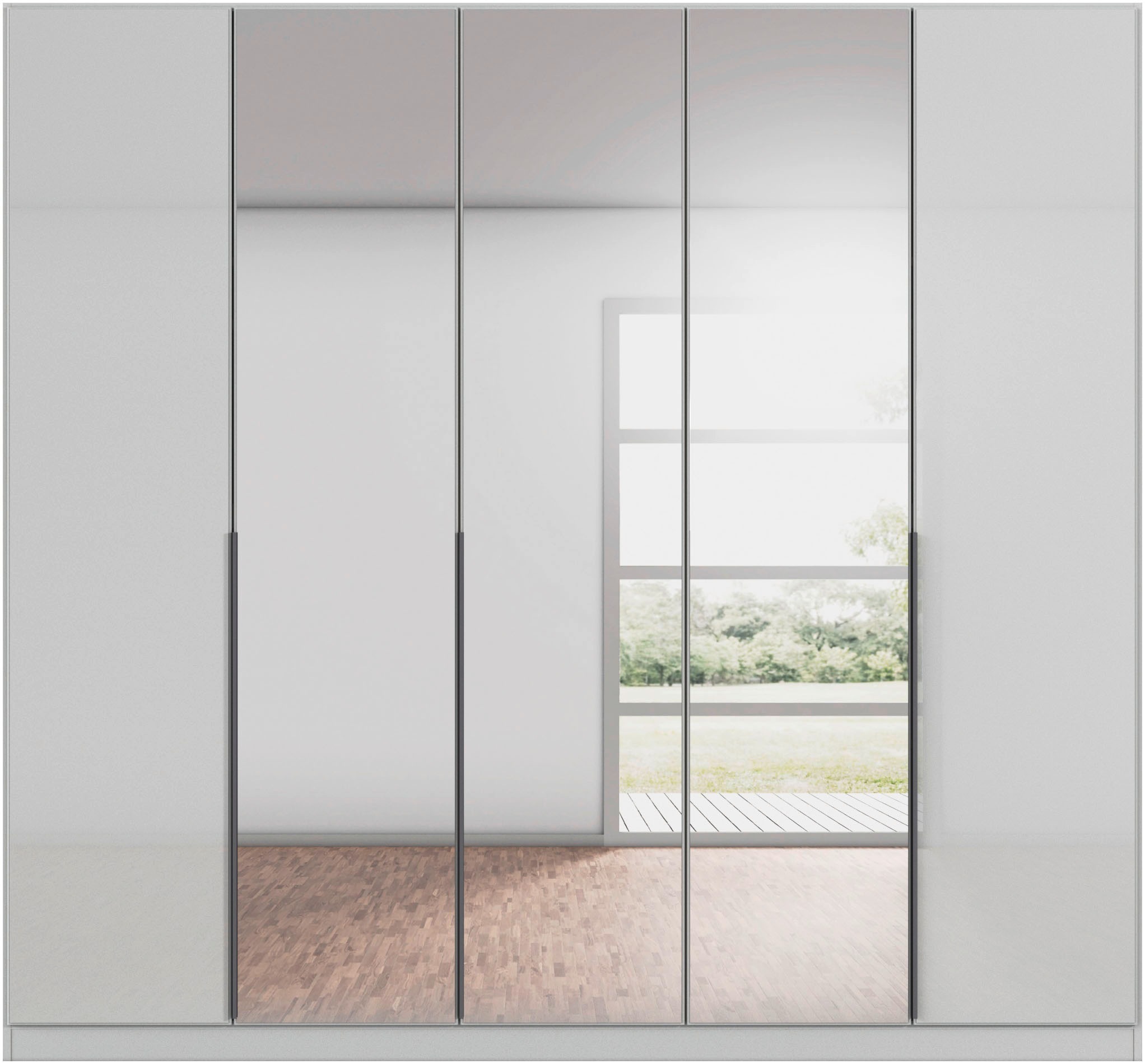 rauch Drehtürenschrank »Kleiderschrank Kleiderschränke Schrank Garderobe AGORDO mit Glasfront«, (in zwei Griff-Farben), durchdachte Innenausstattung, in 6 Breiten und 2 Höhen MADE IN GERMANY