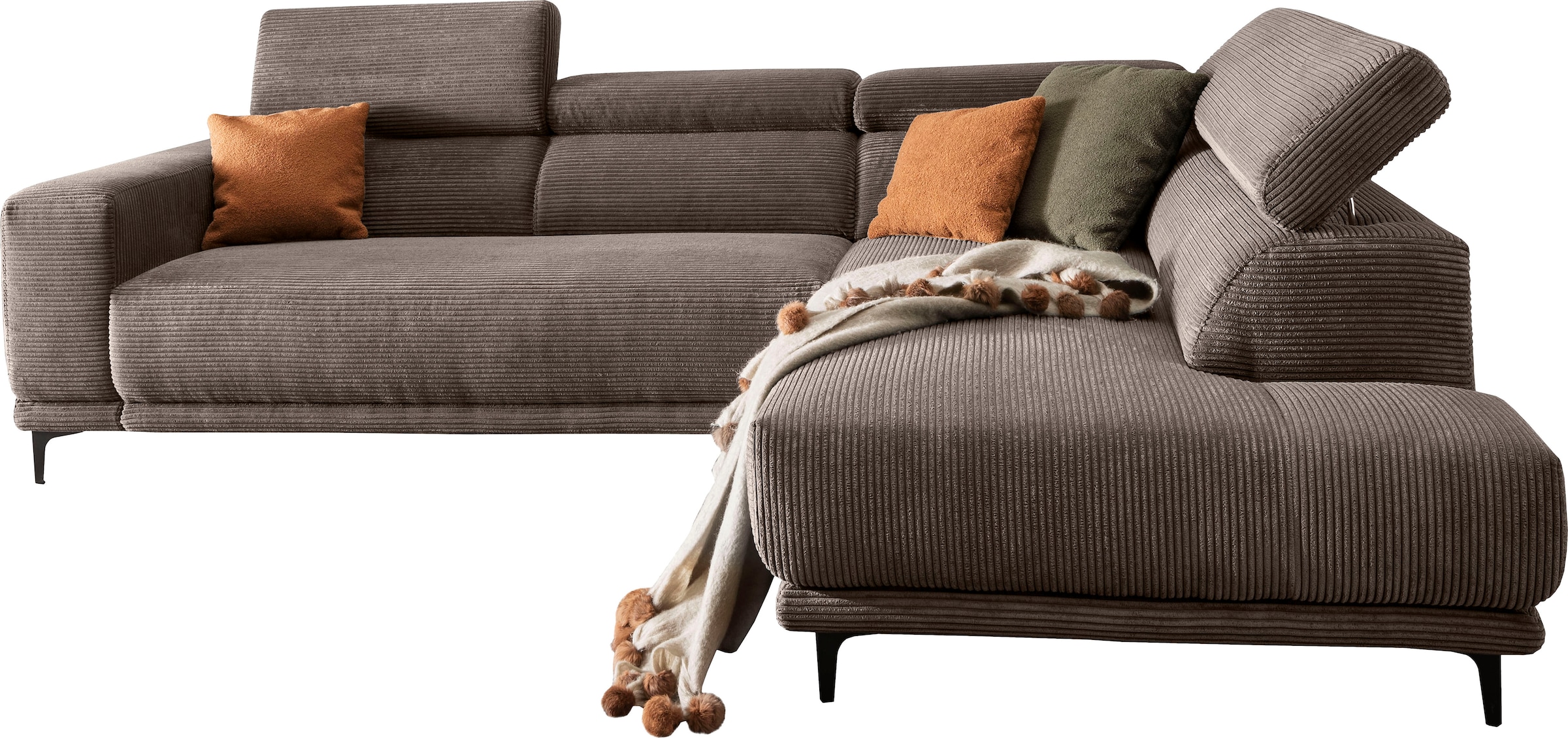 alina Ecksofa »Hikari« wahlweise mit Sitzvorzug, in modernem Cordstoff, Bre günstig online kaufen