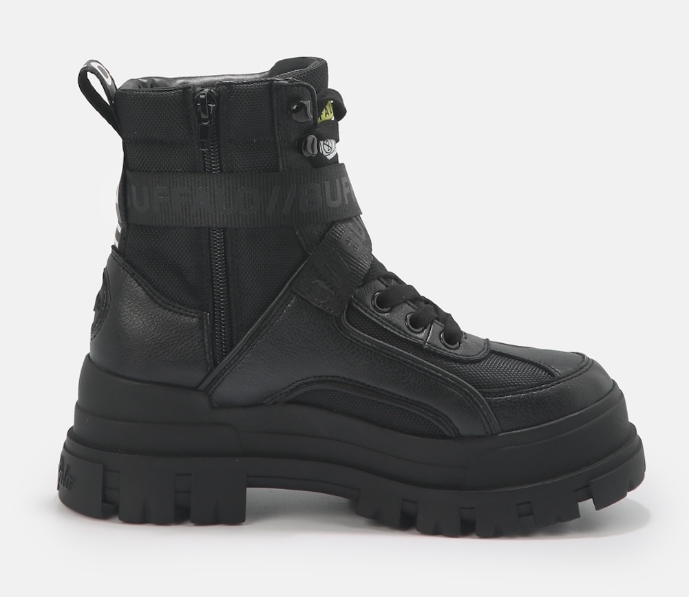 Buffalo Winterboots »Aspha Com1 Vegan«, Schnürstiefelette, Plateauboots mit Innen-Reißverschluss