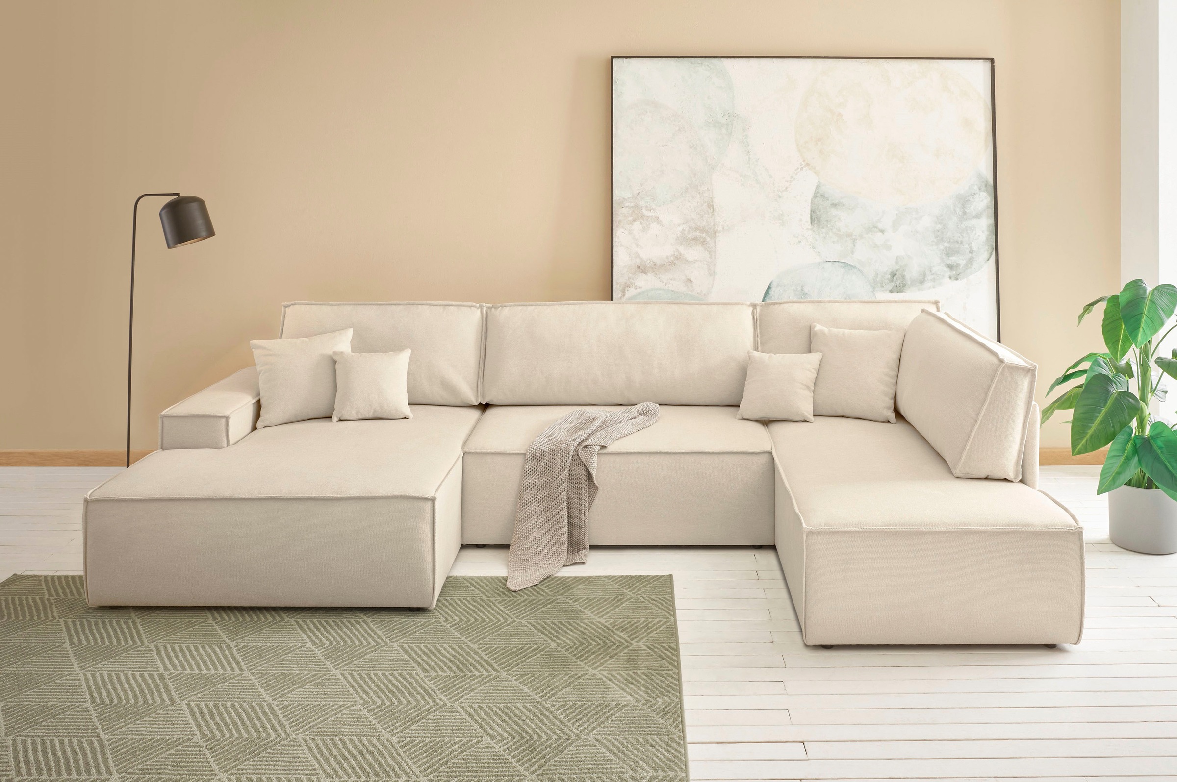 andas Wohnlandschaft »FINNLEY U-Form XXL 329 cm, Schlafsofa, Schlaffunktion günstig online kaufen