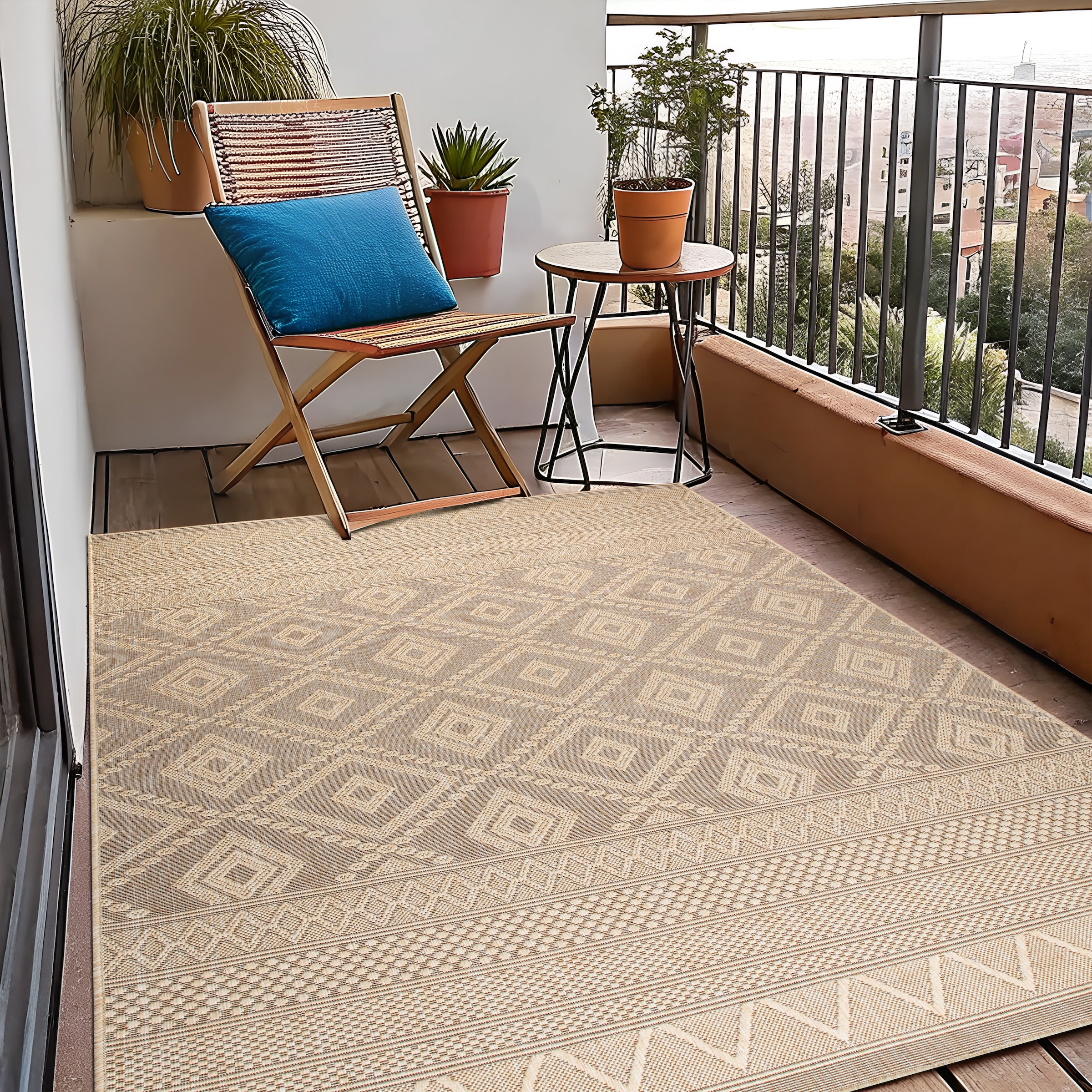 my home Teppich »Toronto auch als Läufer erhältlich«, rechteckig, 3 mm Höhe, In- und Outdoor geeignet, Sisal-Optik, Wetterfest & UV-beständig, Boho