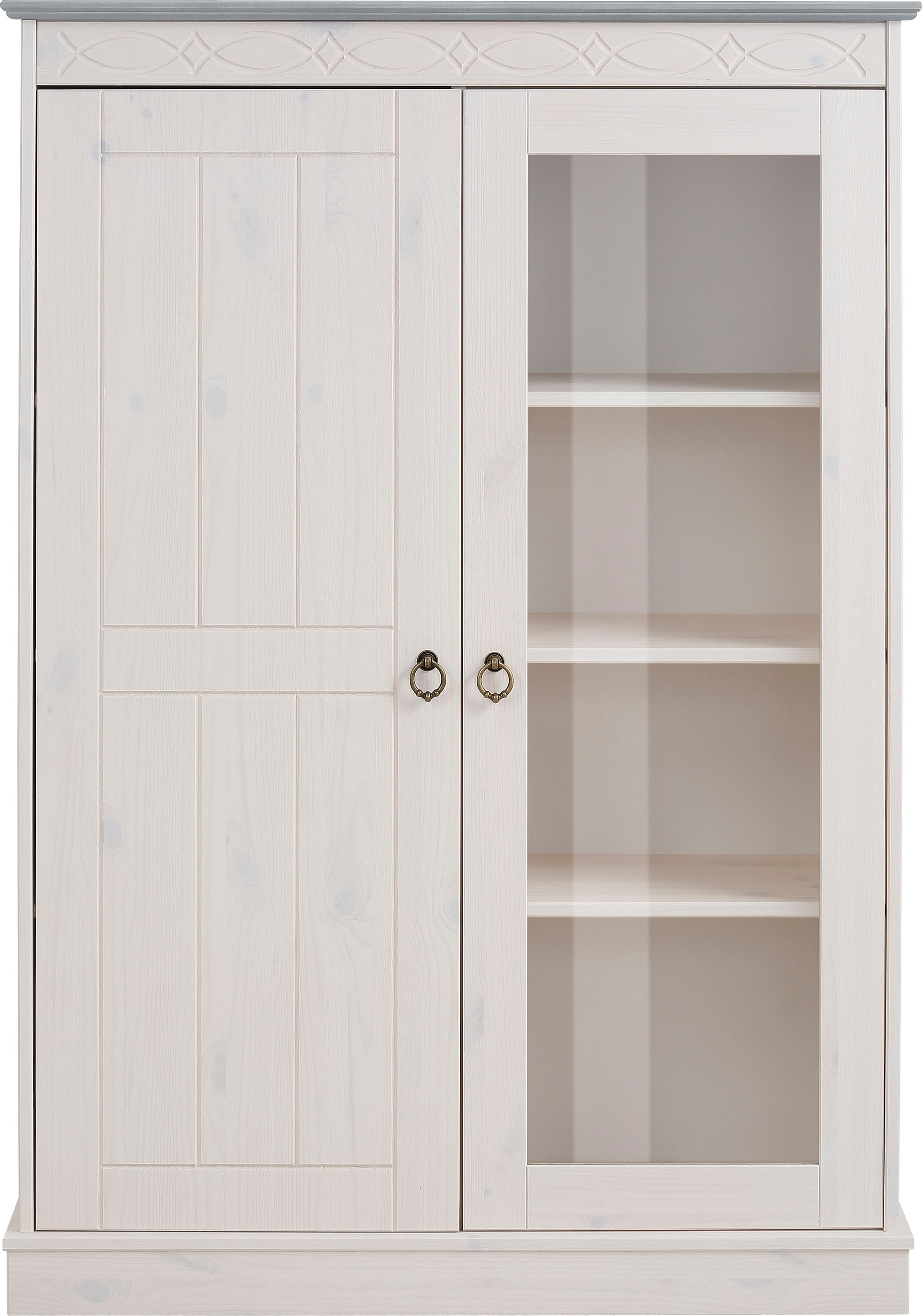 HOME AFFAIRE Highboard »Indra« Vitrine, Breite 86 cm weiß-grau