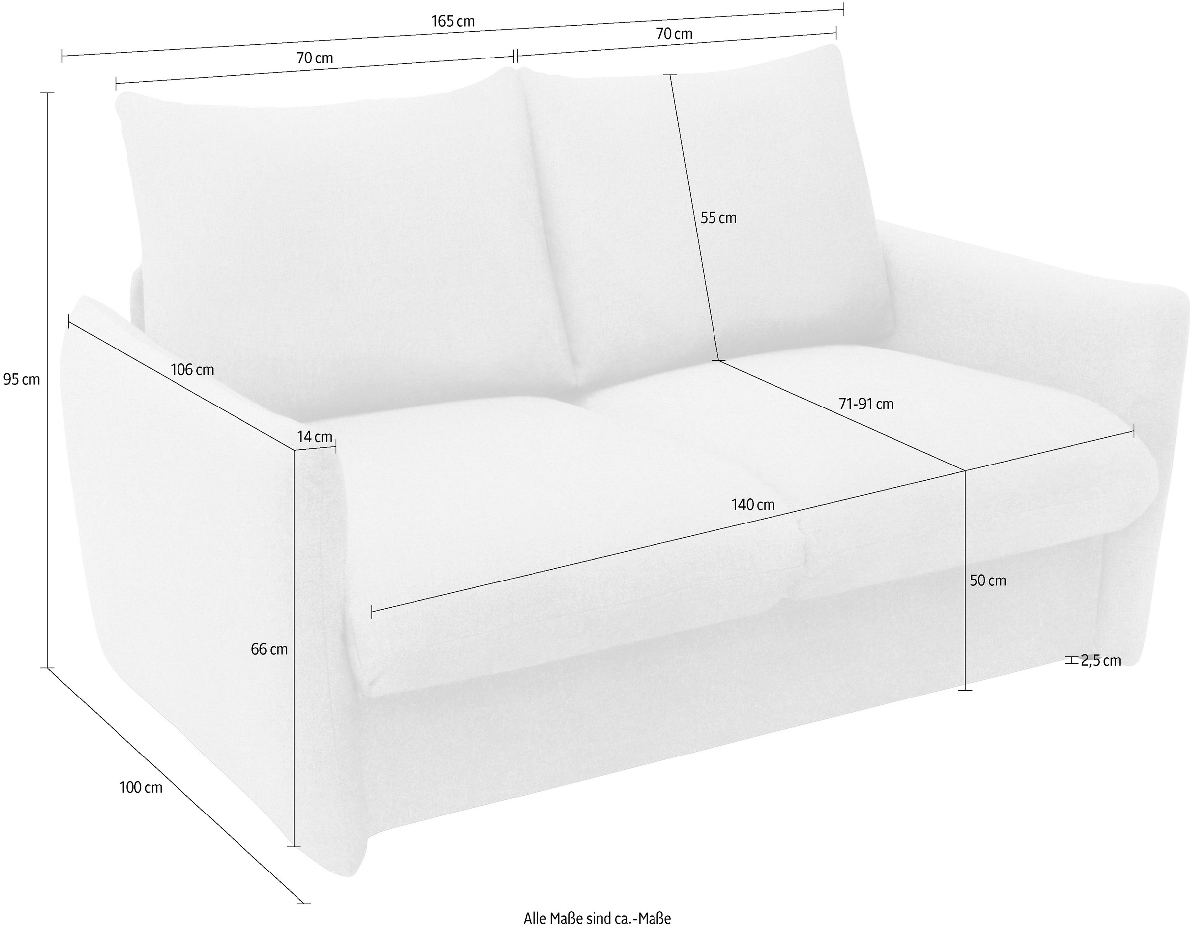 DOMO collection Schlafsofa »700023 Schlaffunktion, Federkern, 2-Sitzer, stabile Liegefläche«, Sitzflächen einzeln ausklappbar zum Schlafen, Relaxen und Entspannen