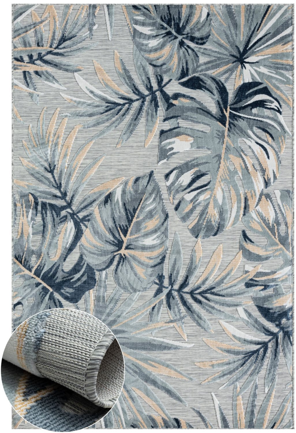 Myflair Möbel & Accessoires Teppich »Sol Lagerräumung«, rechteckig, 8 mm Höhe, Blätter Motiv, Hoch-Tief Effekt, Outdoor geeignet, Balkon, Terrasse