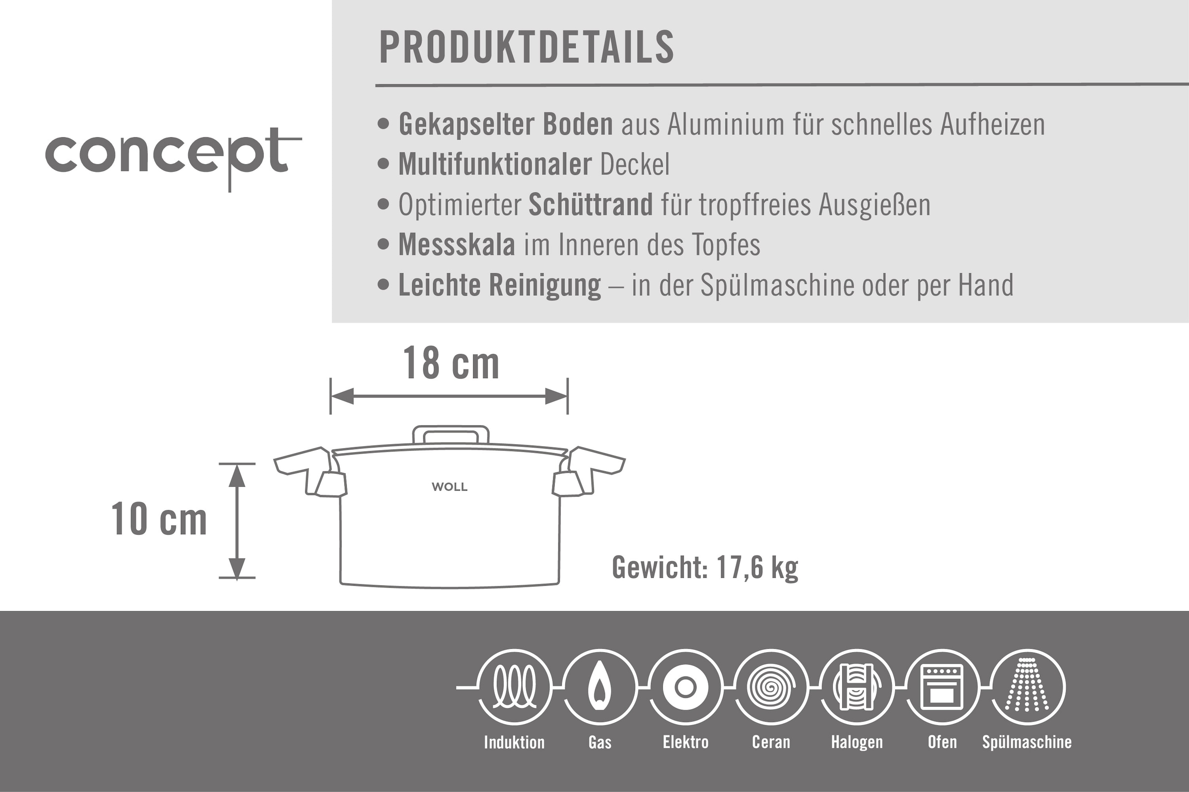 WOLL Kochtopf »Concept« 1 Stk. tlg. Edelstahl 18/10