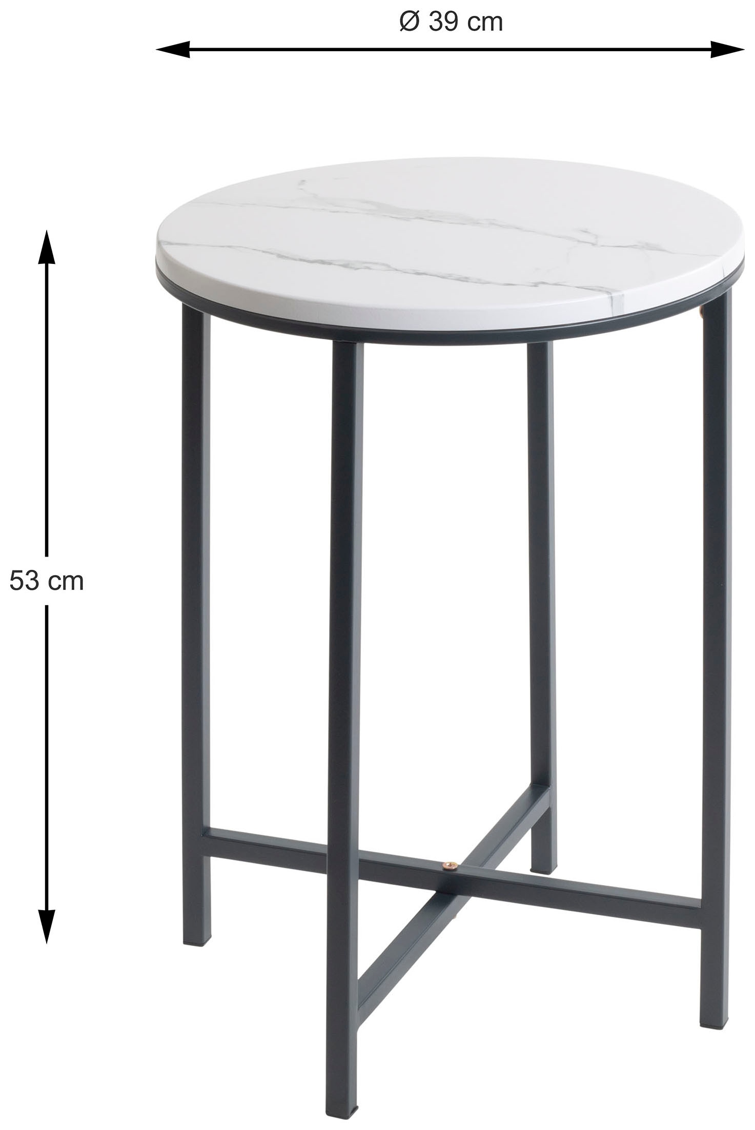 HAKU Beistelltisch »Sofatisch, Wohnzimmertisch« 1 Stk. tlg. rund - aus Metall Anthrazit - Ø/H 39/53 cm