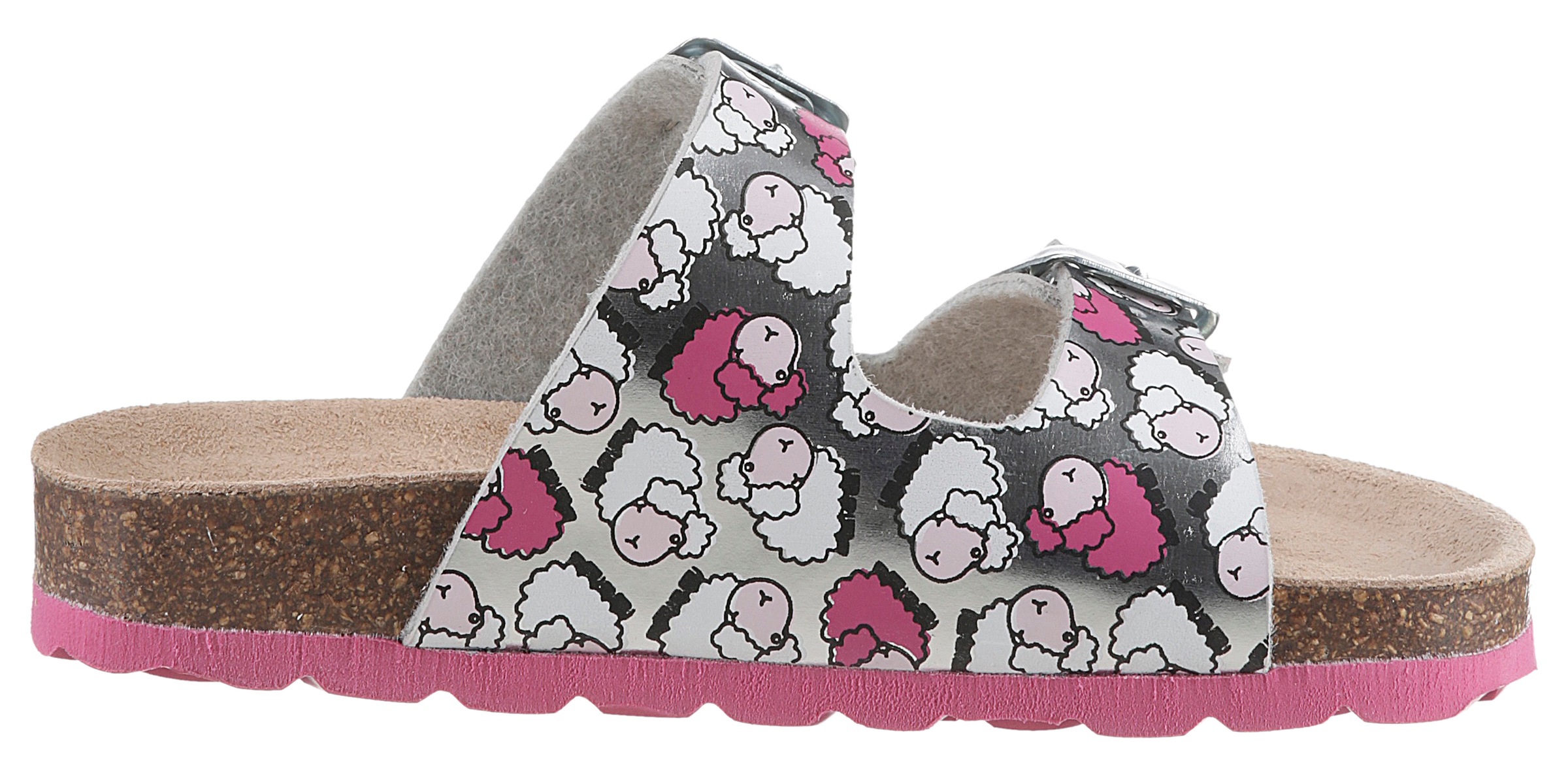 KIDSWORLD Pantolette, Sommerschuh, Schlappen, Hausschuh mit süßem Schäfchen-Print