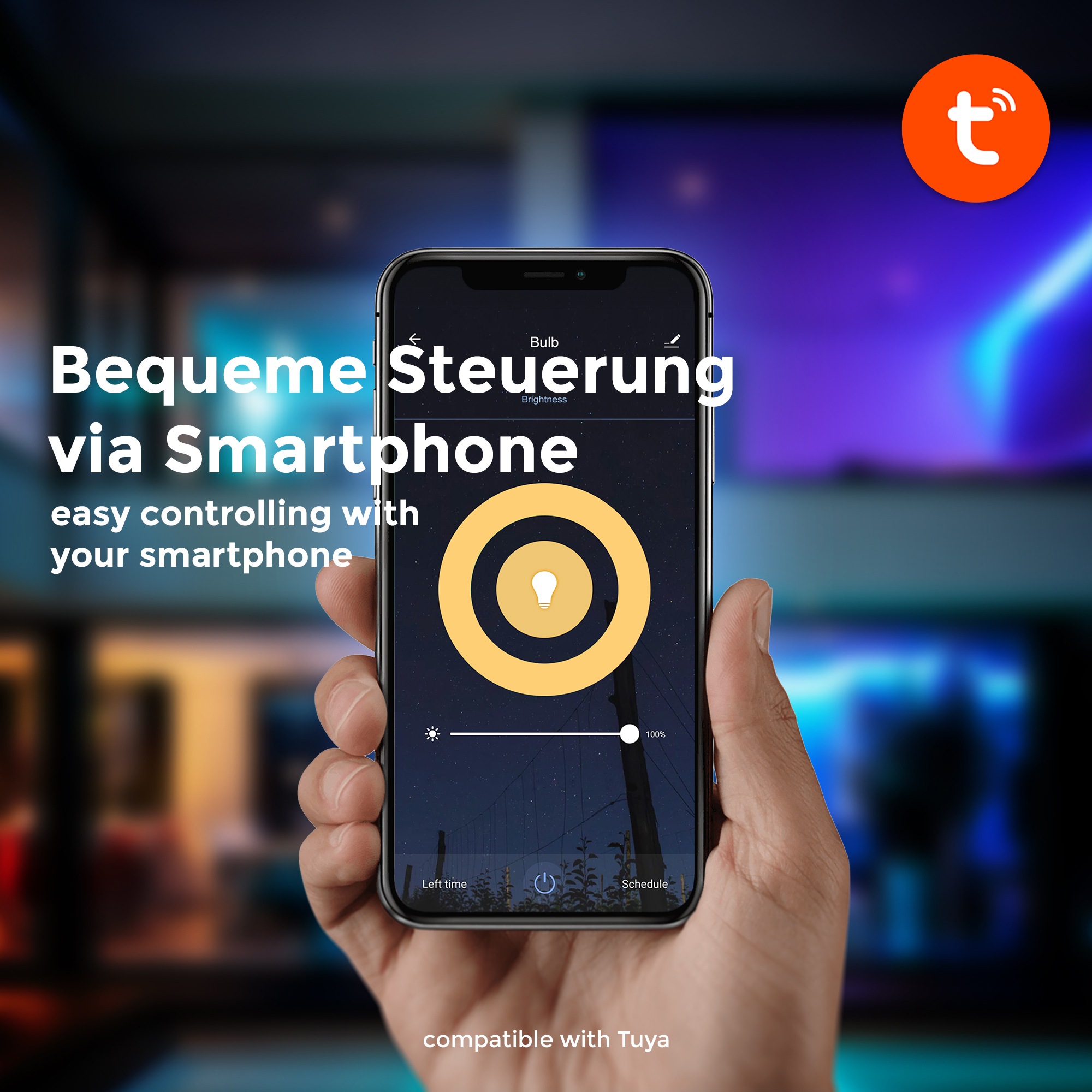 B.K.Licht LED-Leuchtmittel, E27, 1 St., Warmweiß, Smart Home LED-Lampe, RGB, WiFi, App-Steuerung, dimmbar
