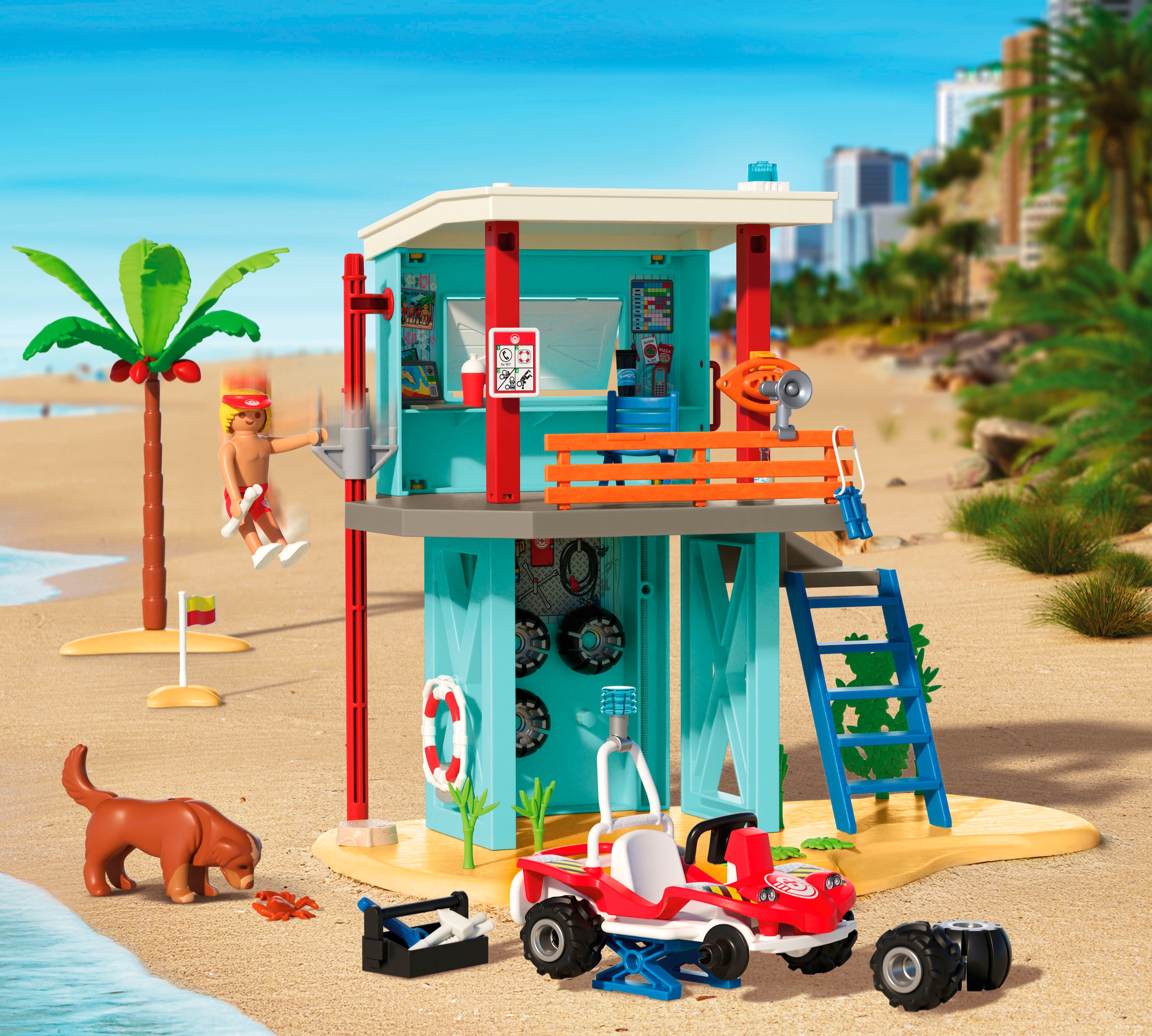 Playmobil® Konstruktions-Spielset »Rettungsturm mit Beach buggy (71903), My Life«, (125 St.), Made in Europe