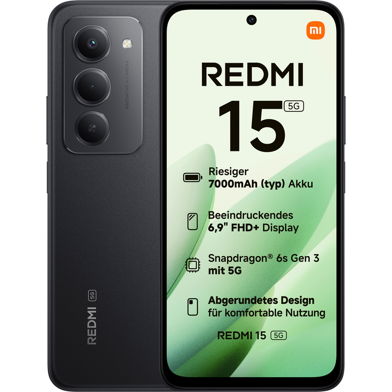 XIAOMI Smartphone »Redmi 15 5G 256 GB« midnight black midnight black 50MP AI Dual-Kamera