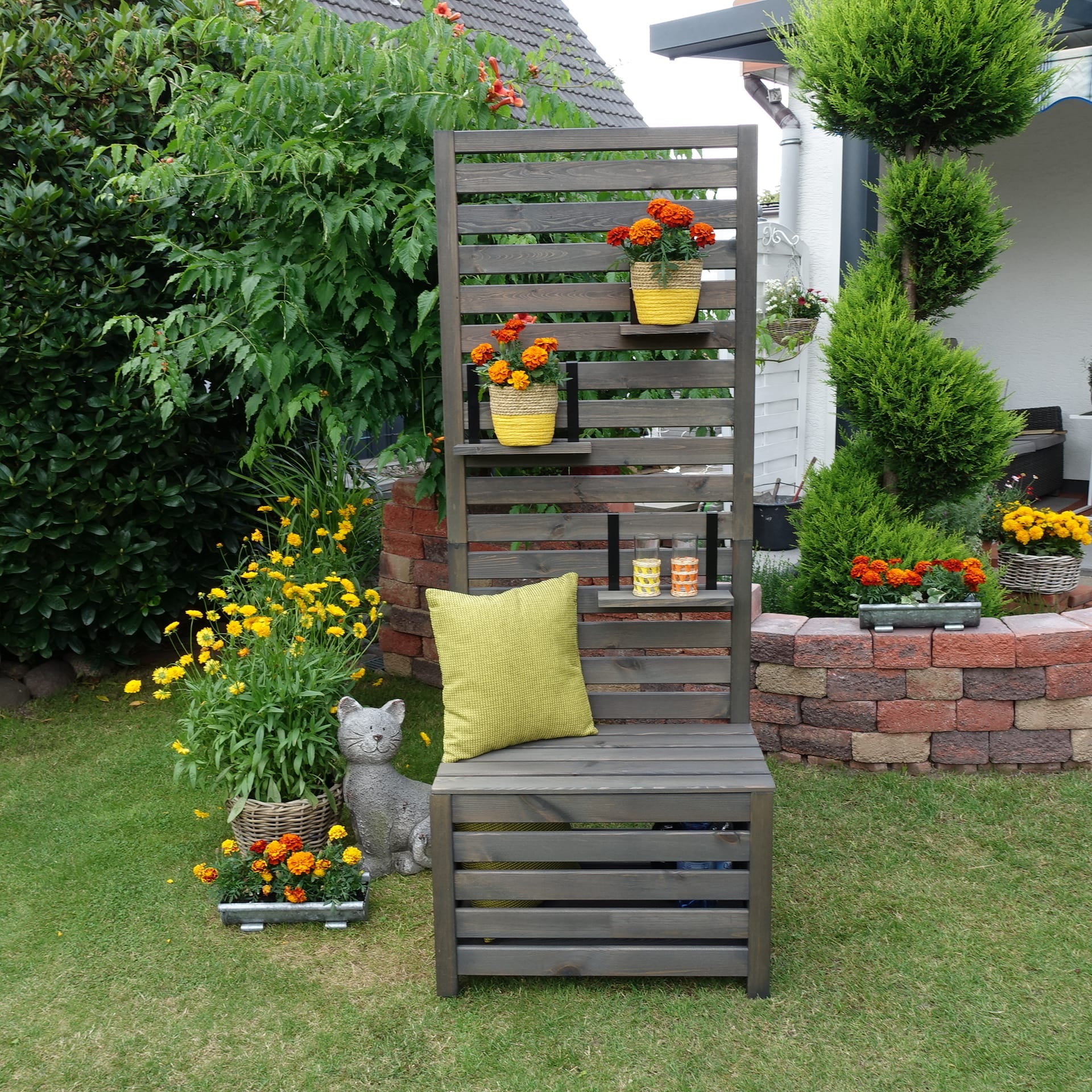 promadino Spalier »für Balkon und Garten« Sitzgelegenheit und Sichtschutz, L70xT40xH180cm, Volumen: 91 Liter