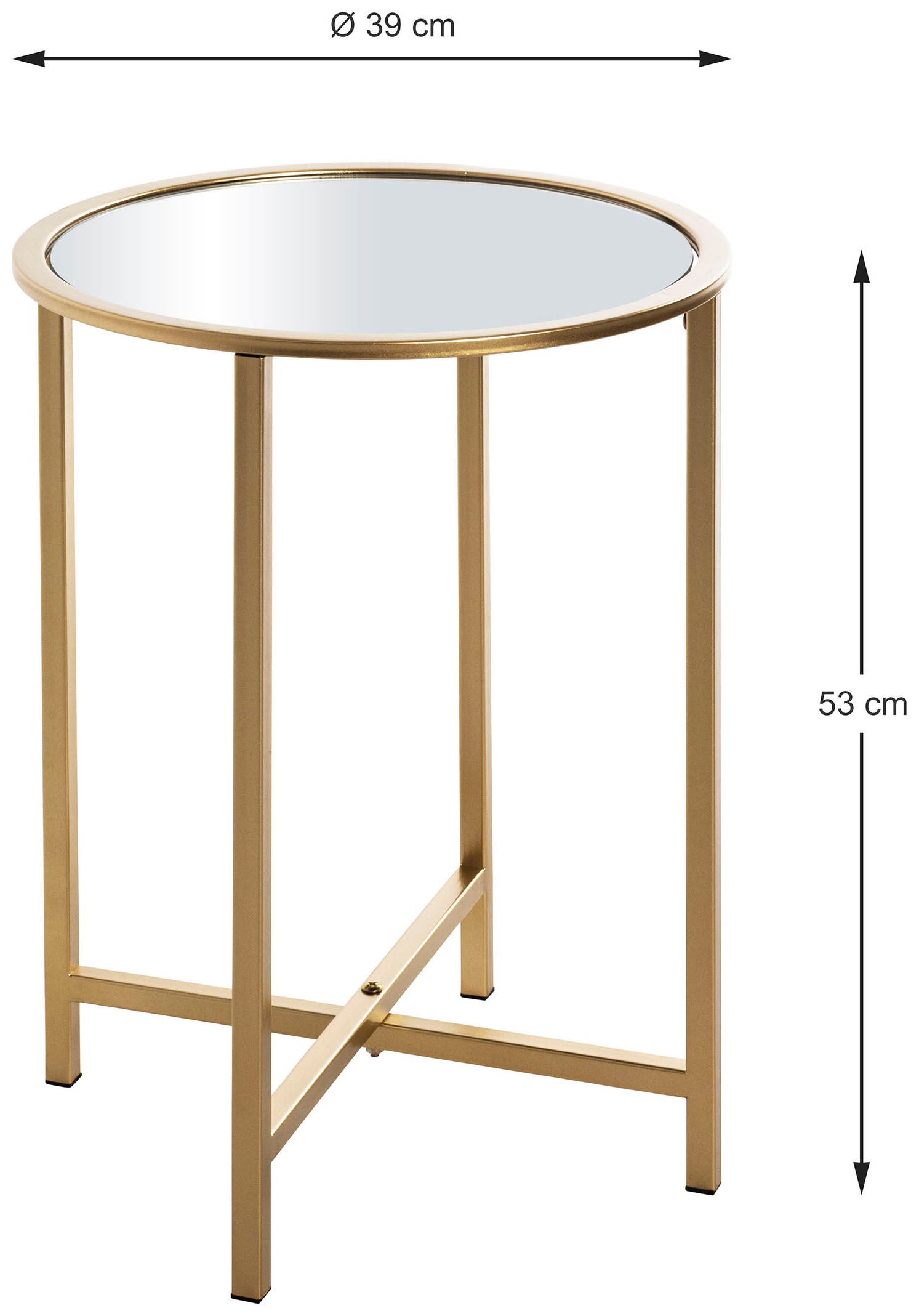 HAKU Beistelltisch »Sofatisch, Wohnzimmertisch« 1 Stk. tlg. rund - aus Metall Gold - Ø/H 39/53 cm