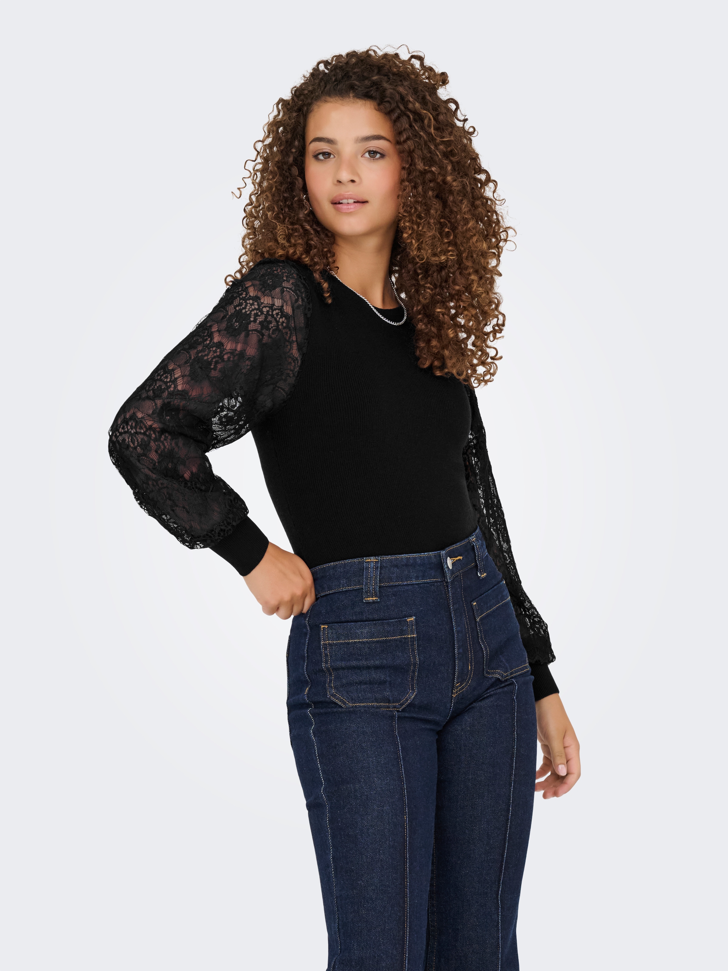 ONLY Rundhalspullover »ONLPERRY LIFE LS MIX O-NECK KNT«