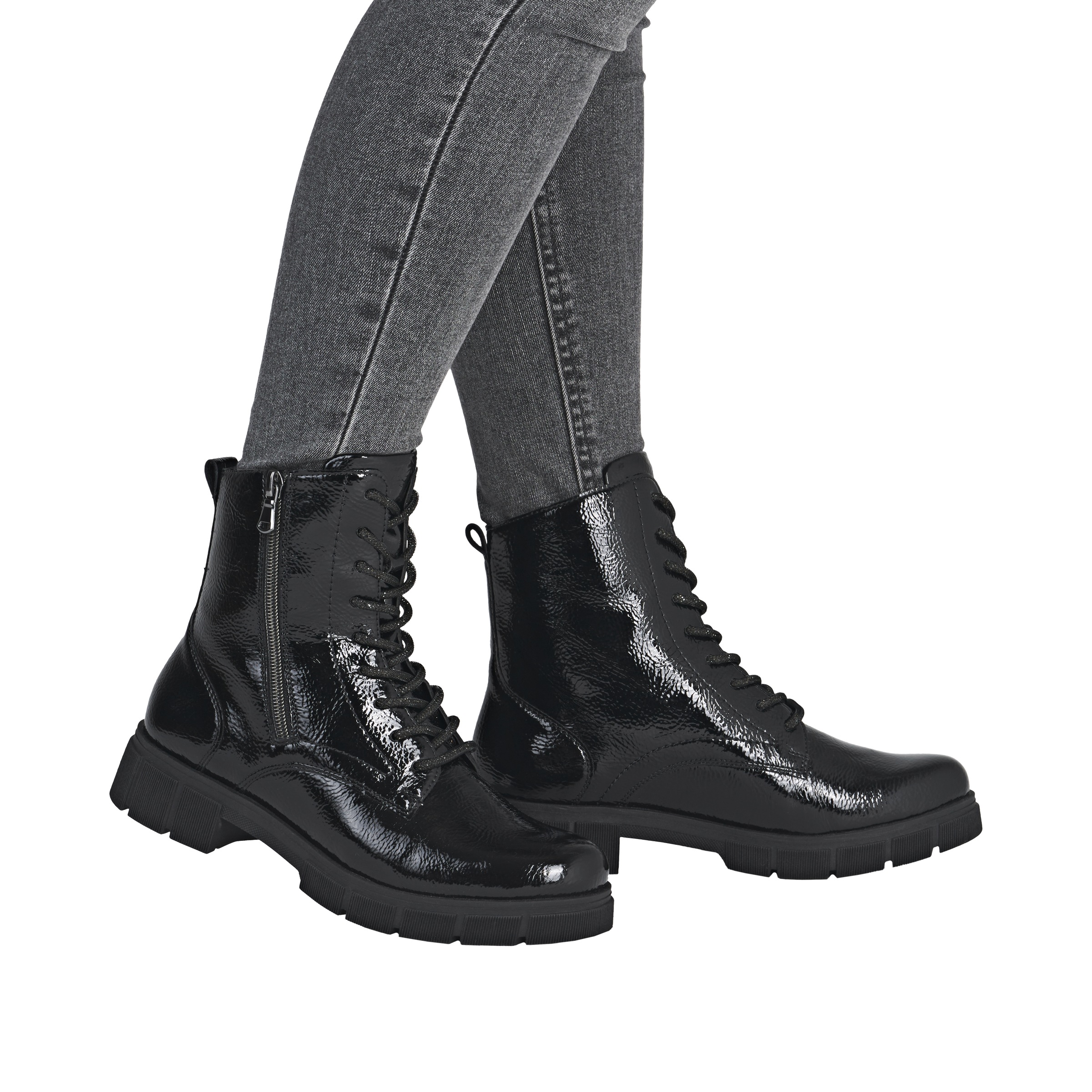 Remonte Schnürstiefelette, Schnürboots, Stiefelette, Profilsohle, mit Glitzer-Schnürsenkel