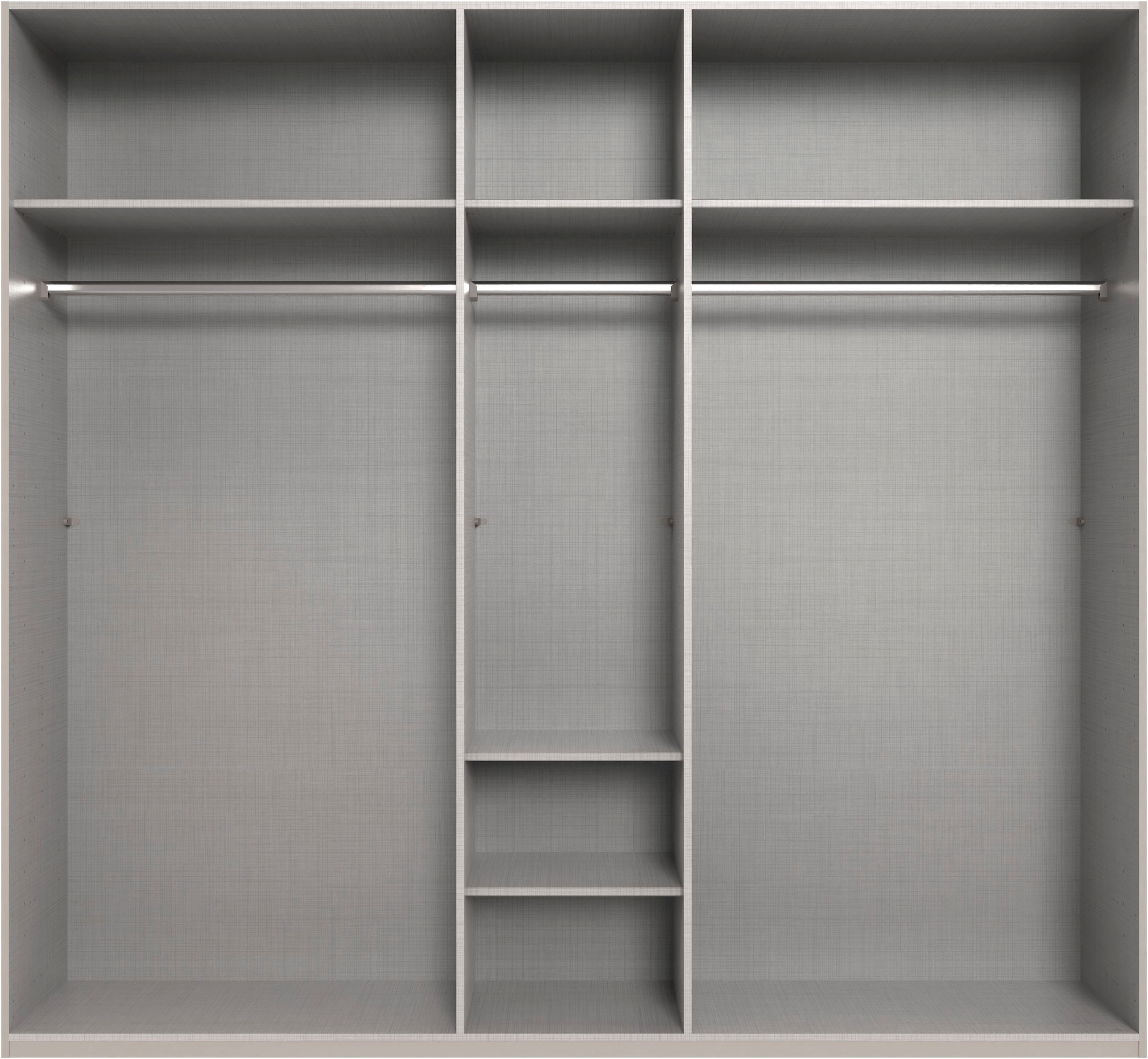 Wimex Kleiderschrank »Mugano, in 5 Breiten und 2 Höhen, Made in Germany«, (in Basic oder Premium Ausstattung mit 2 weiteren Einlegeböden), mit langen Griffstangen aus Metall, wahlweise mit oder ohne Spiegel