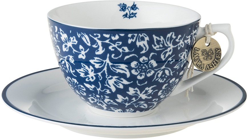 LAURA ASHLEY BLUEPRINT COLLECTABLES Cappuccinotasse »Sweet Allysum«, (Set, 8 tlg., 4 Cappuccinotassen und 4 Unterteller), 4 Tassen, 4 Untertassen