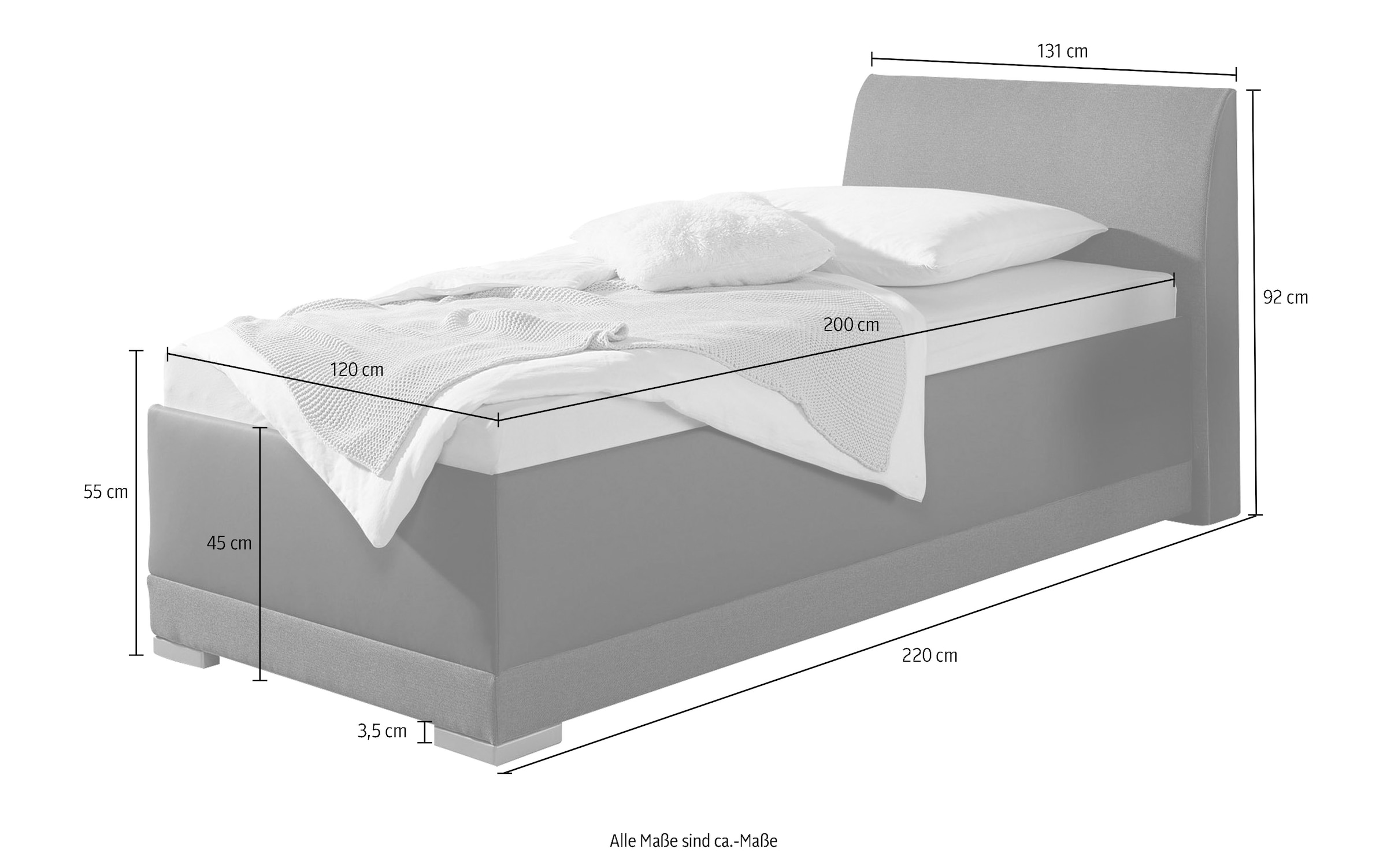 Maintal Polsterbett »Makana«, mit Bettkasten, auch in H4