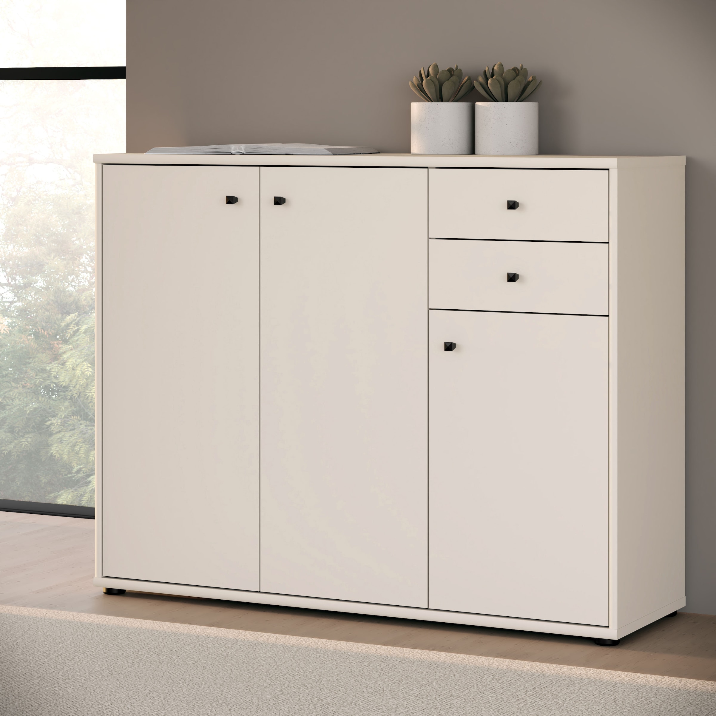 FORTE Kommode »Tempra, Kommode, 3 Türen, 2 Schubkästen, viel Stauraum« B/H/T 108,8/85,5/34,8 cm