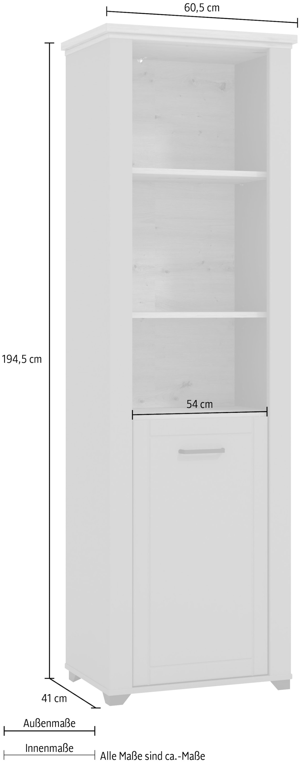 Home affaire Vitrine »Valencia«, Breite 60,5 cm, mit 3 offenen Fächern